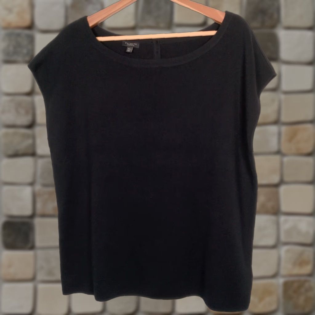 Talbots VINTAGE Talbots Sleeveless Sweater Shirt Women PETITE 2XP Black Knit Top Fall Spring Summer Size XXL / US 16-18 / IT 52-54 - 1 Thumbnail