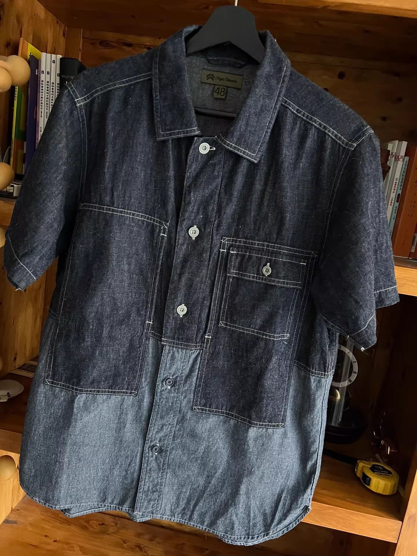 Nigel Cabourn Nigel Cabourn Denim Patchwork Short Shirt Size US M / EU 48-50 / 2 - 3 Thumbnail