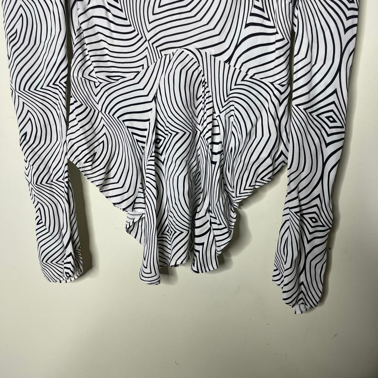 Other De La Vali Black White Trippy Bluemoon Top Blouse UK 10 US 6 Size M / US 6-8 / IT 42-44 - 12 Thumbnail