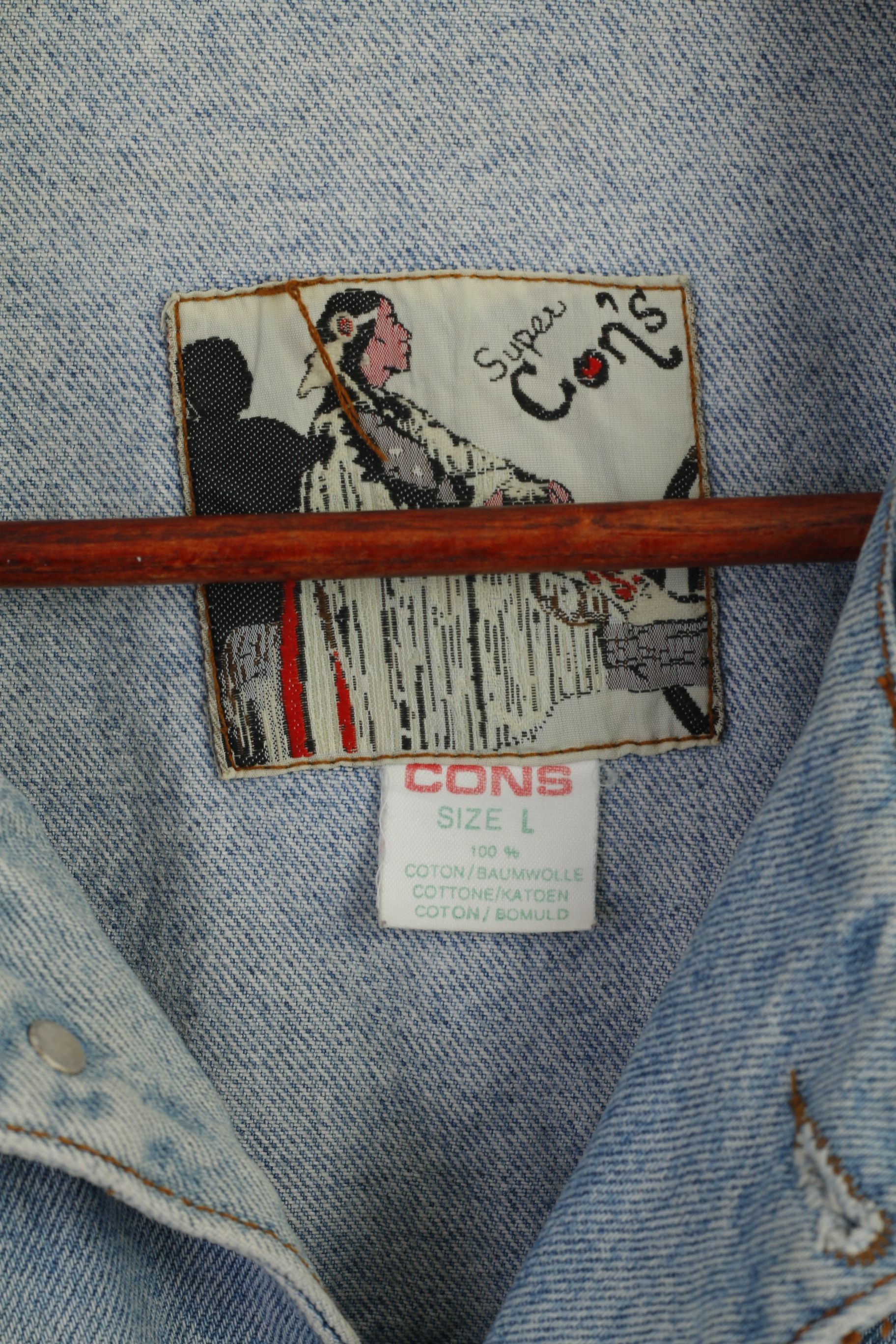 Vintage SUPER CONS Men L Denim Jacket Light Blue Cotton 9555 Size US L / EU 52-54 / 3 - 5 Thumbnail