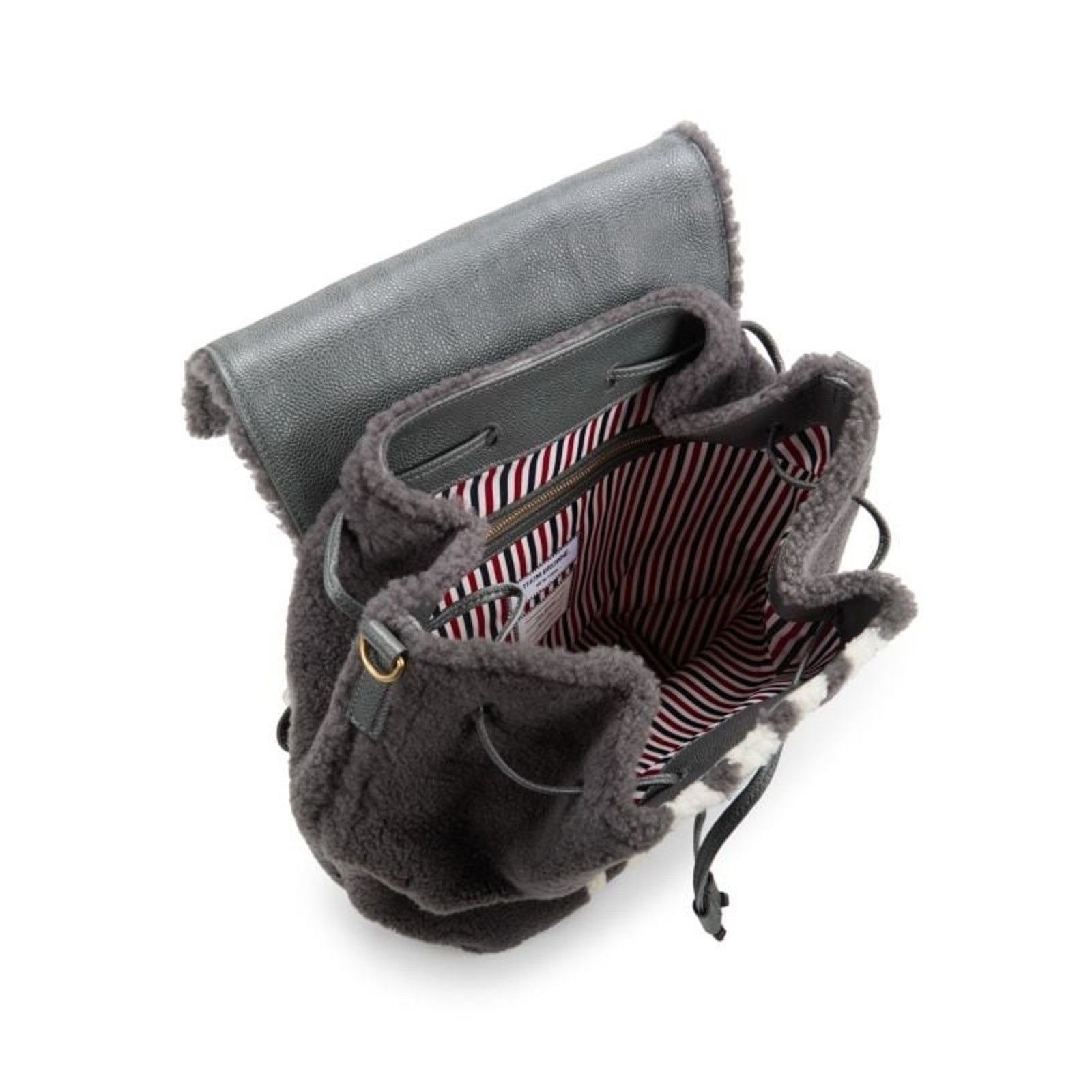 Thom Browne Rare NWT $4000 Thom Browne Grey Shearling & Leather Backpack Size ONE SIZE - 10 Thumbnail