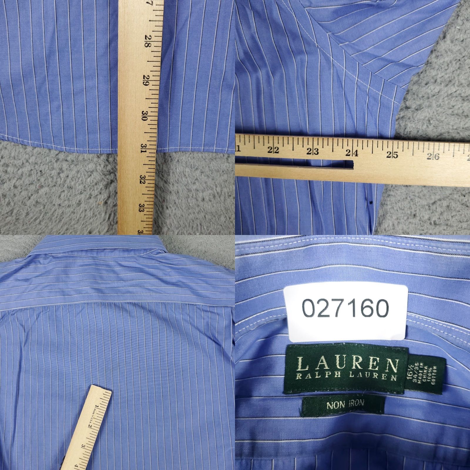 Ralph Lauren Ralph Lauren Shirt Mens 16.5 Blue Striped Dress Shirt Button-Down Long Sleeve Cotton Woven Regular Classic Size 42R - 8 Thumbnail