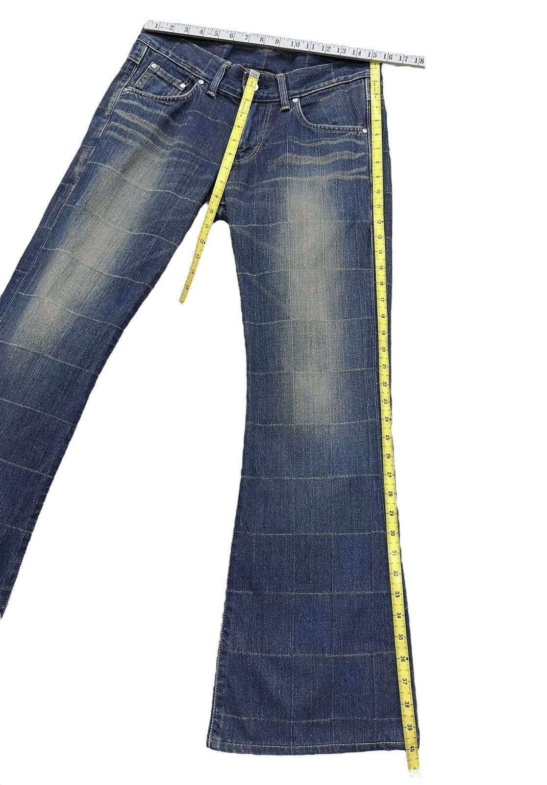 Edwin EDWIN 503 Perfect FLARE Grunge Mudwash Plaid Design Denim Size US 31 - 14 Thumbnail