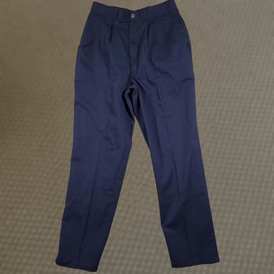 Vintage VINTAGE Chic Pants Womens 14 Blue Pleated Twill Chino Straight Leg Workwear 90s Mens WomensGirls Size 36" / US 14 / IT 50 - 1 Thumbnail
