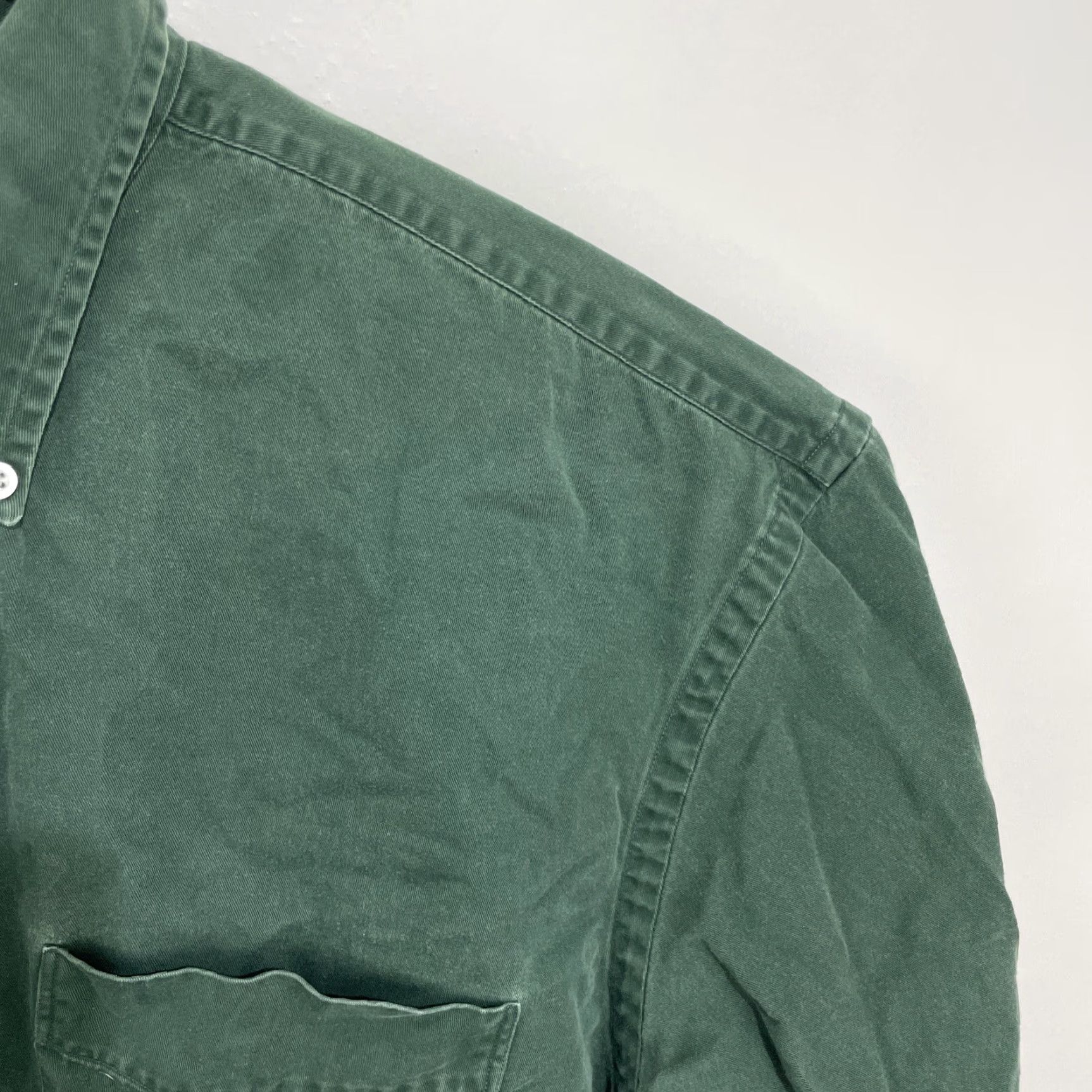 Nautica Nautica Long Sleeve Button Down Dress Shirt XL Extra Large Green Thick Heavy Men Cotton Button-Up Shirt with Pockets" Size 46R - 6 Thumbnail