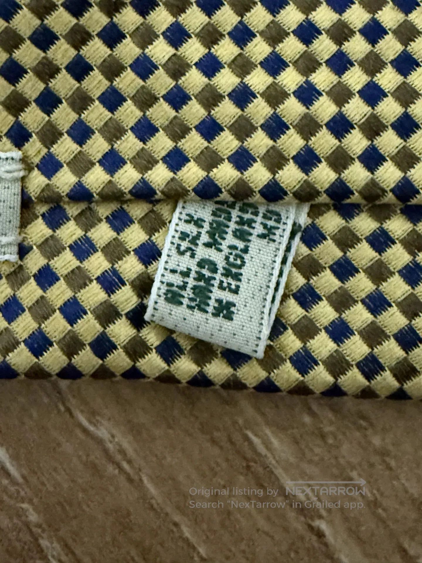 Drake's Drakes 100% Silk Yellow Check Tie. Size ONE SIZE - 7 Thumbnail