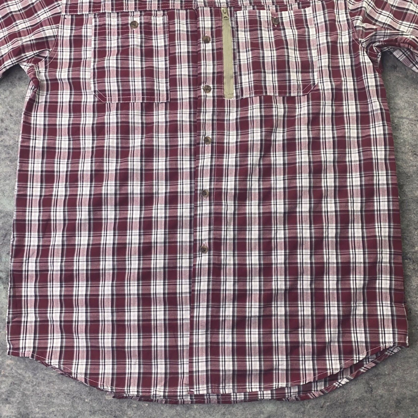 Haband Haband Travelers Mens Shirt Medium Maroon Plaid Button Up Short Sleeve Safari Regular Mens Size US M / EU 48-50 / 2 - 3 Thumbnail