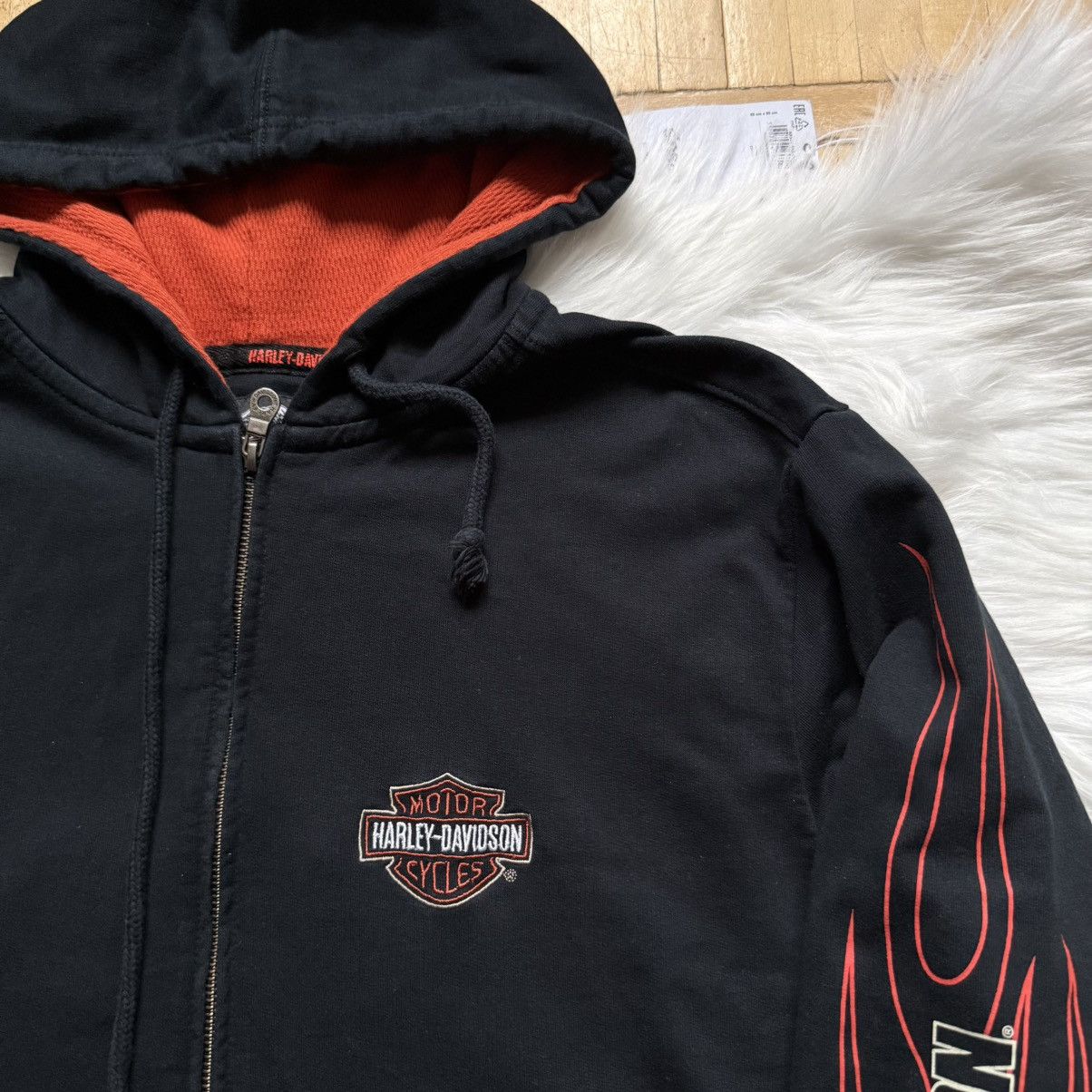Harley Davidson 📌Vintage Harley Davidson Y2k Flame Sleeve Zip-Hoodie Large Size US L / EU 52-54 / 3 - 3 Thumbnail