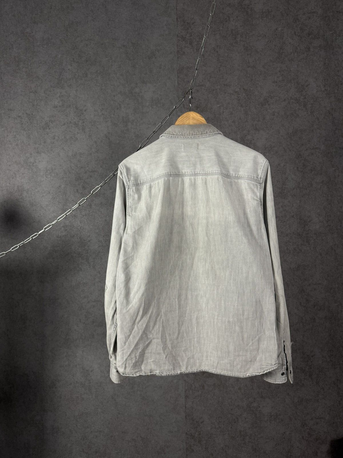 Allsaints Allsaints designer distressed denim shirt Size US L / EU 52-54 / 3 - 9 Thumbnail