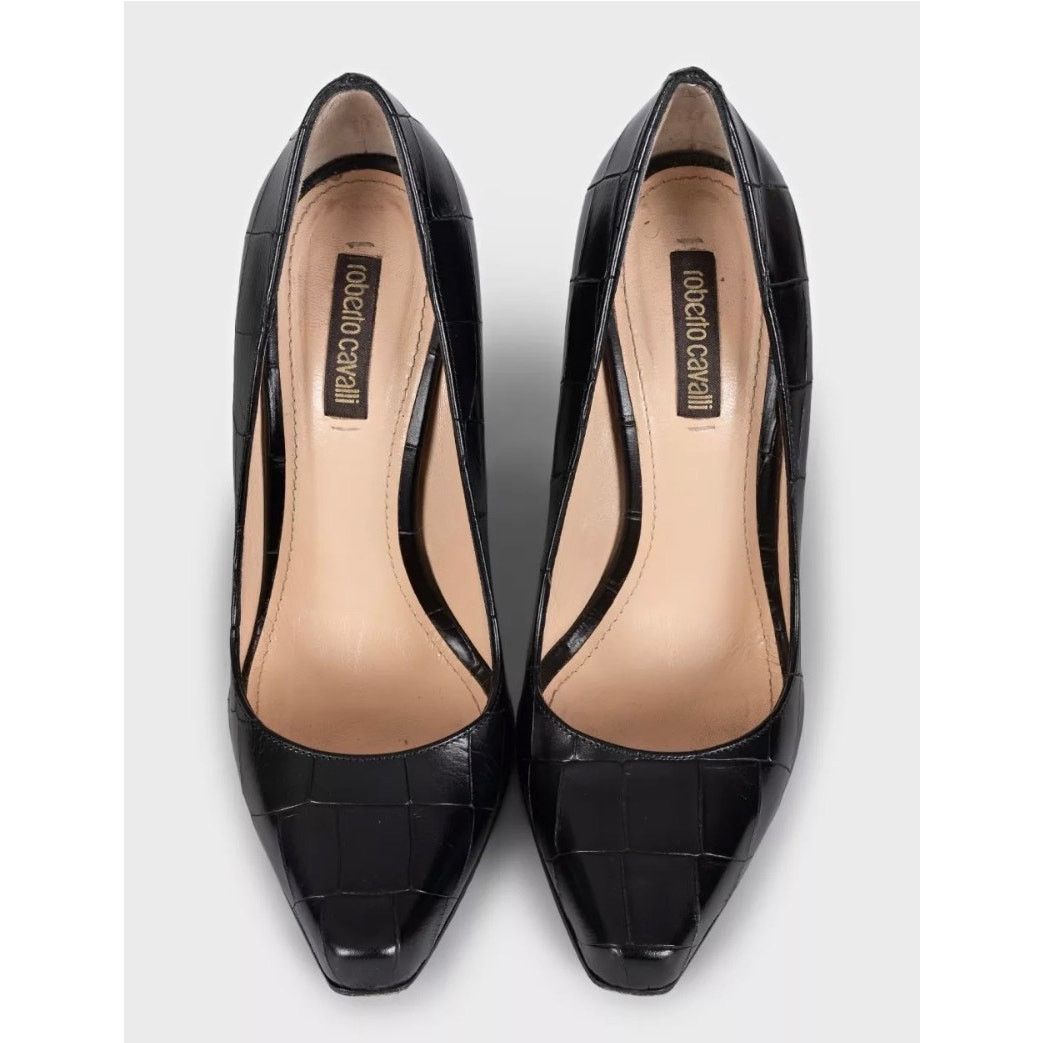 Roberto Cavalli Roberto Cavalli Black Embossed Leather Pumps Sz.36 Size US 6 / IT 36 - 2 Thumbnail