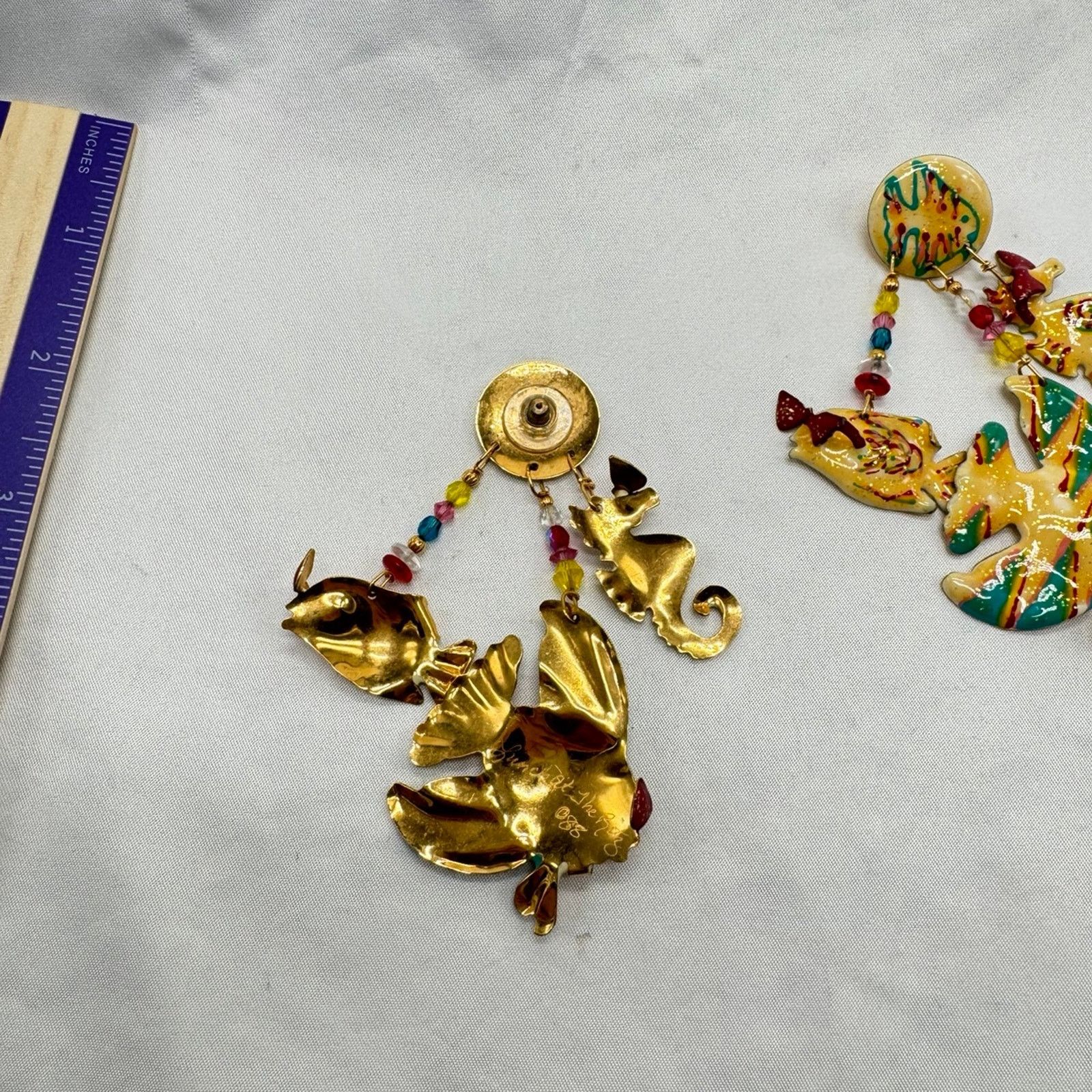Other VTG rare!! HTF! Lunch at the Ritz enamel dangle earrings Size ONE SIZE - 4 Thumbnail