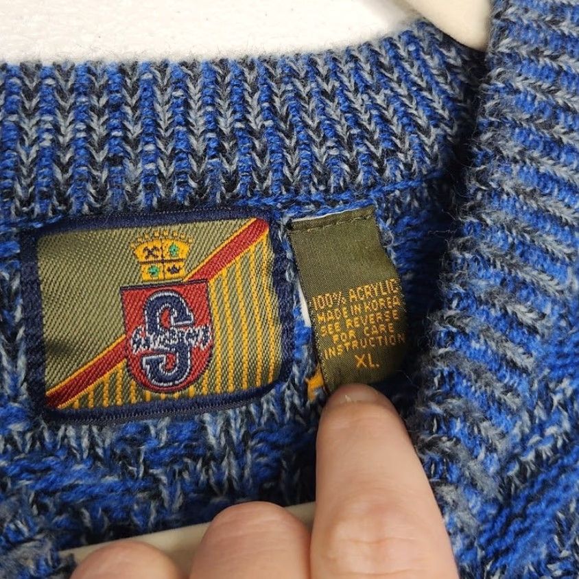Vintage VINTAGE Sweater Blue XL Men Pullover Grandpa Abstract Art 90s Dad Core Cobain Autumn Weather? Size US XL / EU 56 / 4 - 4 Thumbnail