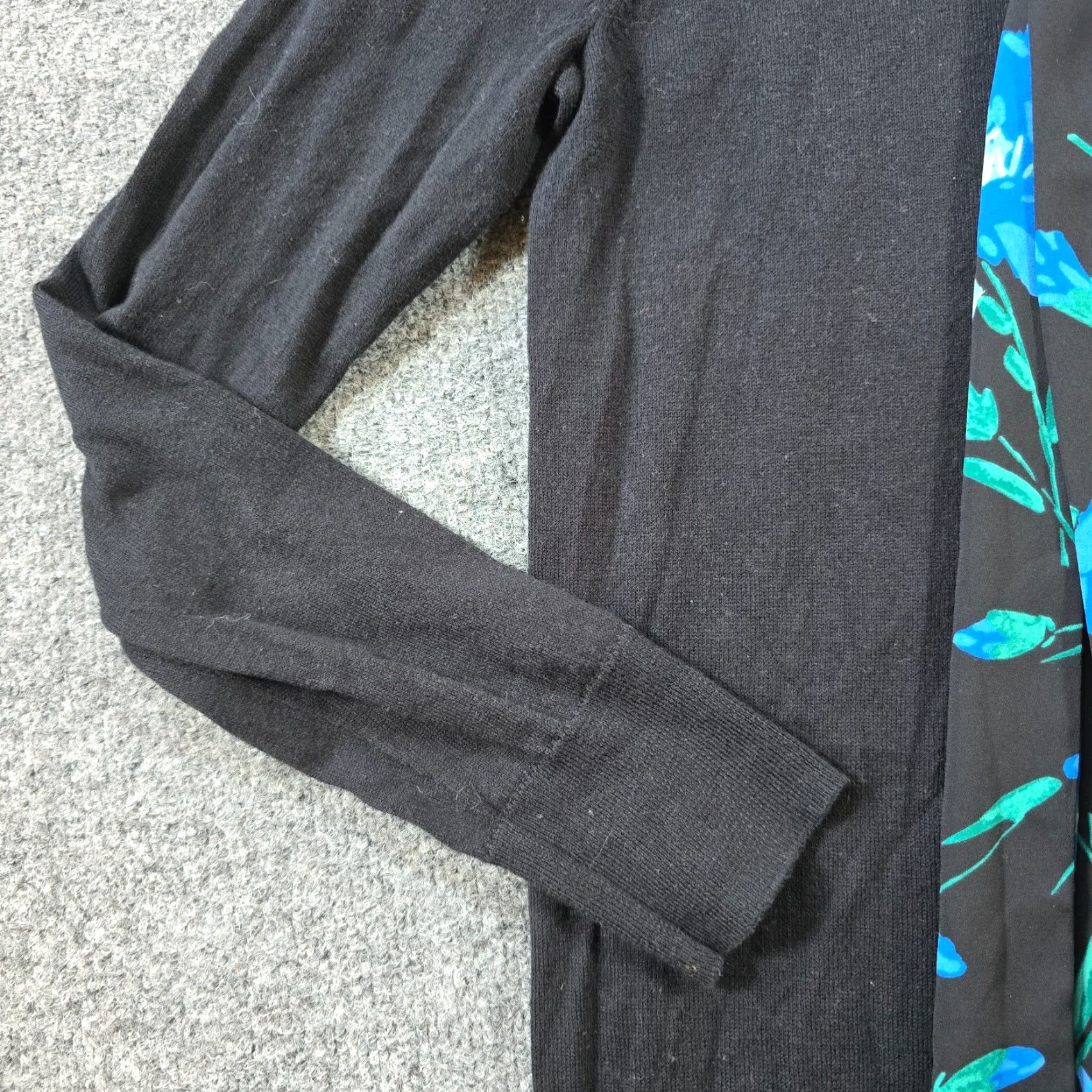 J.Crew J.CREW Sweater Womens Medium Black Green Floral Neck Tie Knit Long Sleeve Career Shirt/Top Size M / US 6-8 / IT 42-44 - 4 Thumbnail
