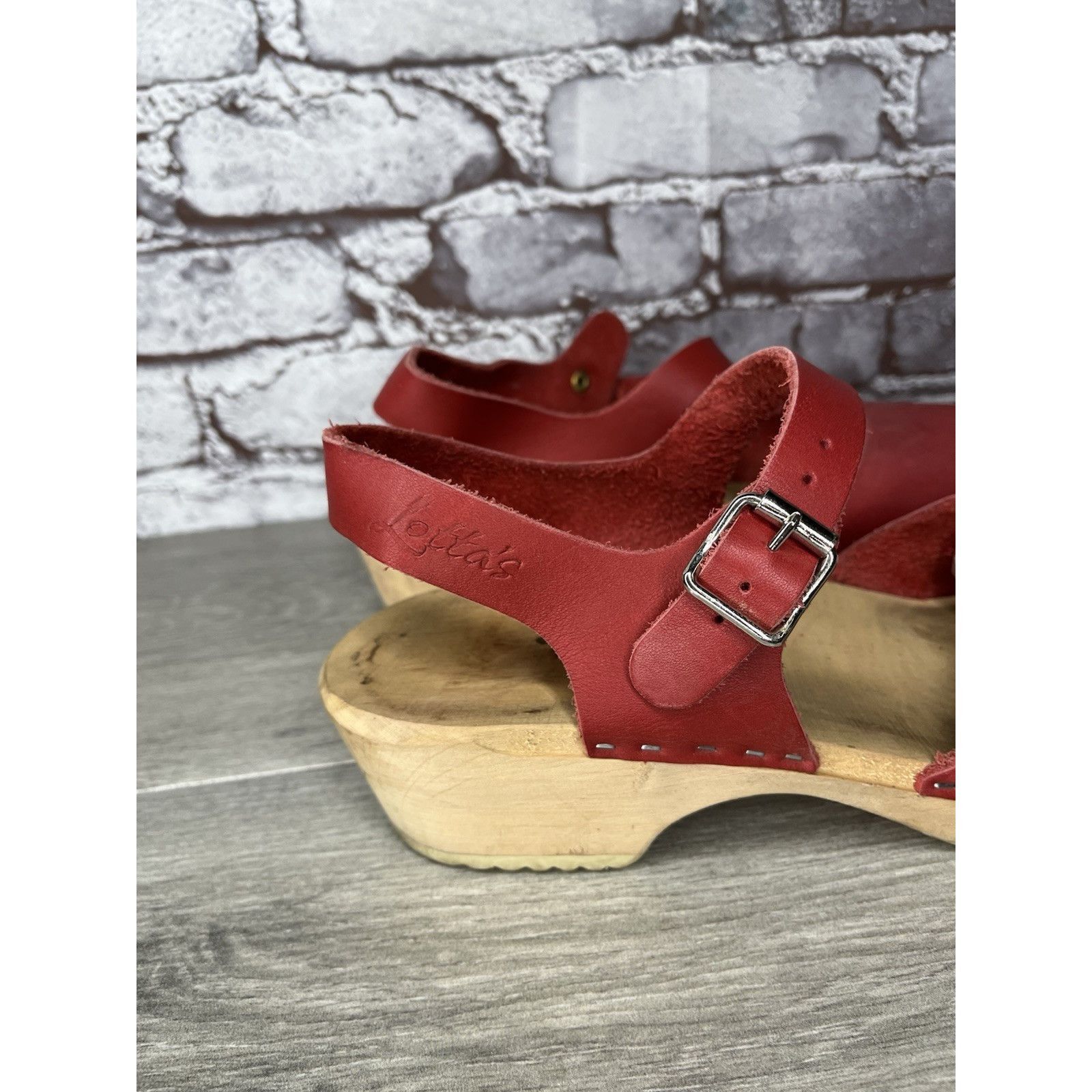 Warren Lotas Lotta's Stockholm T-bar Highwood Red Leather Clogs Nubuck Wo Size US 10.5 / IT 40.5 - 2 Thumbnail