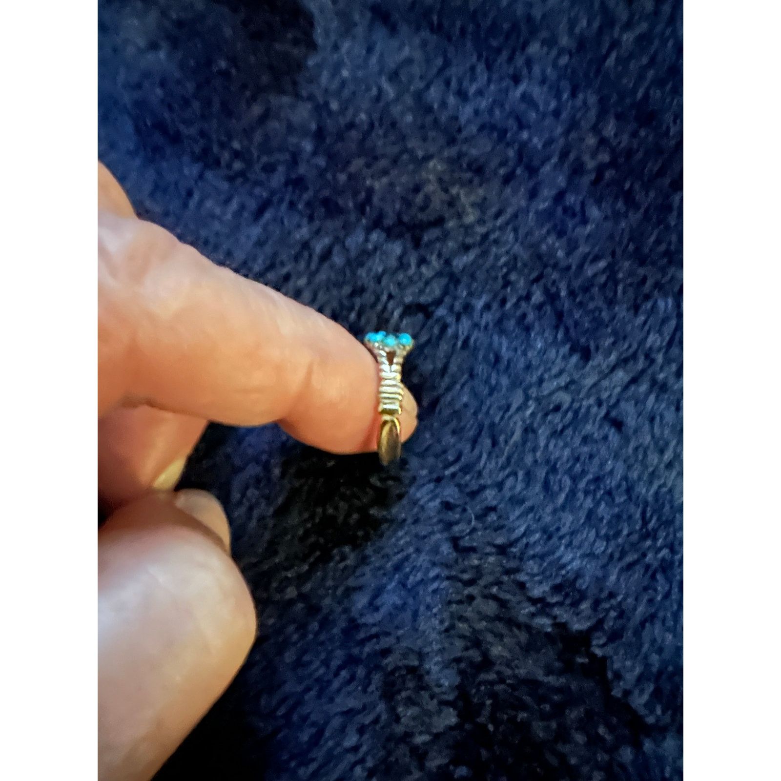 Other ANTIQUE VICTORIAN 14K TURQUOISE EMERALD FORGET ME NOT RING Size ONE SIZE - 7 Thumbnail