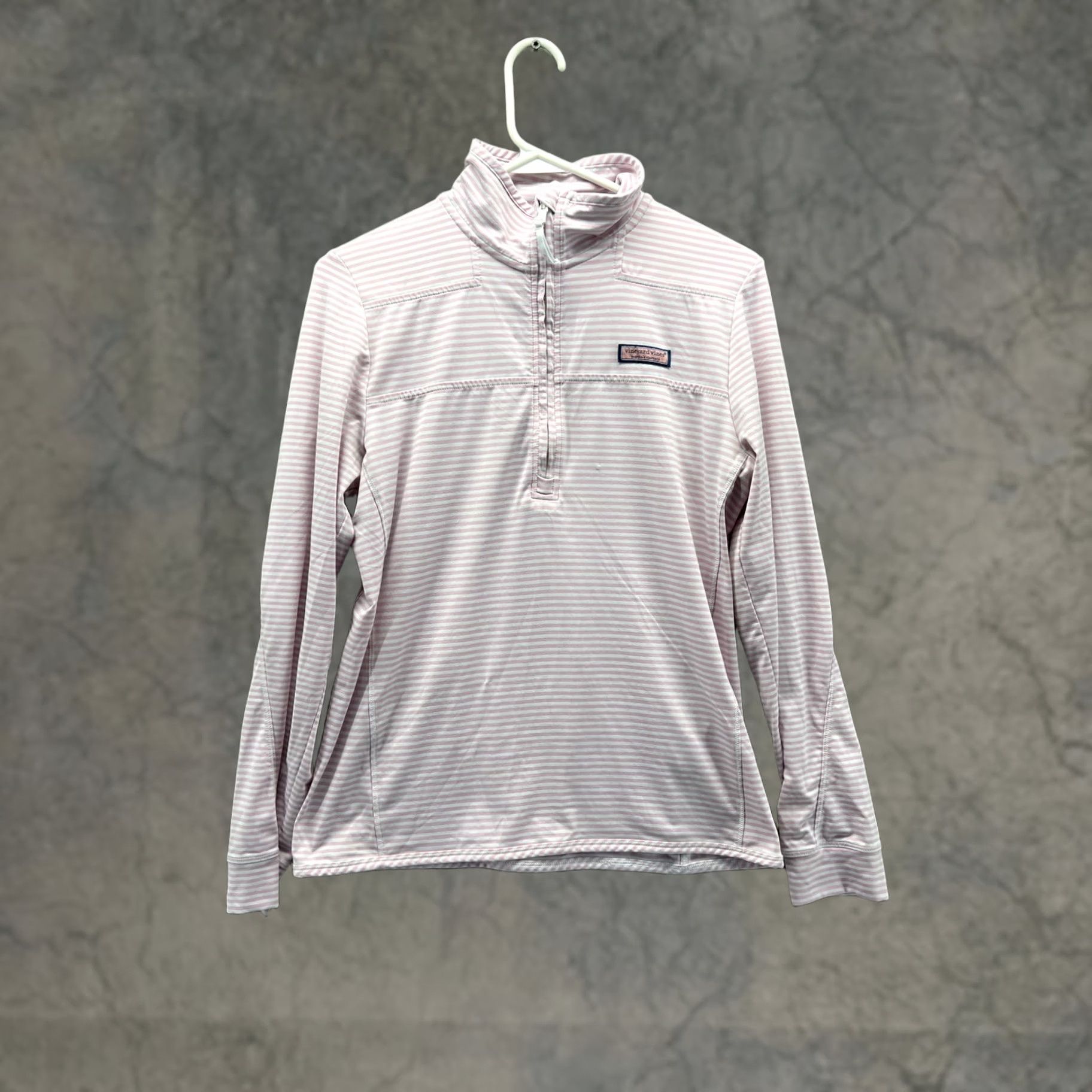 Vineyard Vines Vineyard Vines Shirt Womens Small Pink Stripe Mock Neck 1/4 Zip Jersey Top Size S / US 4 / IT 40 - 1 Thumbnail