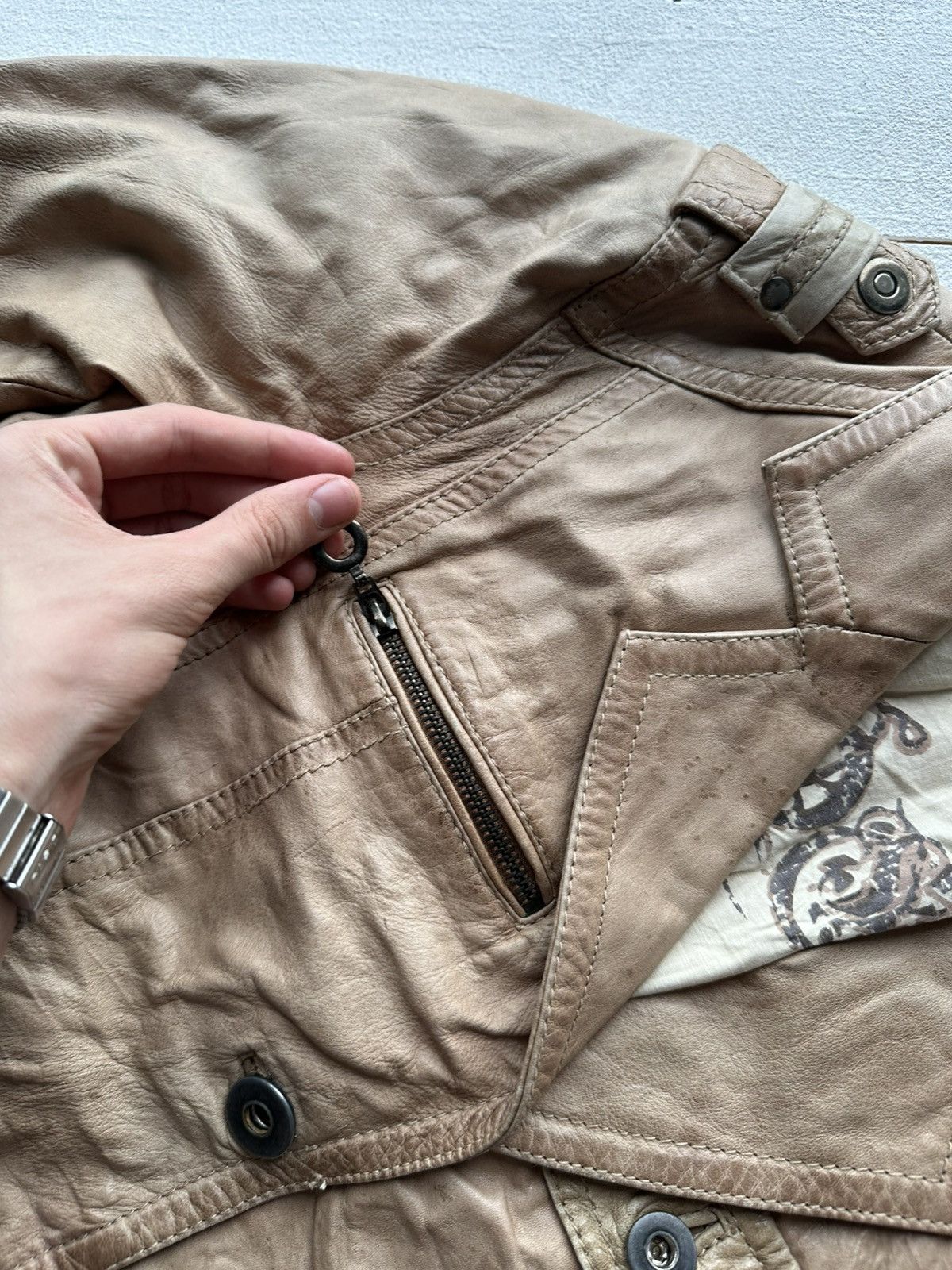 Vintage 🚨AVANT-GARDE BROWN Rick Owen’s Opium Y2K LEATHER JACKET Size M / US 6-8 / IT 42-44 - 7 Thumbnail