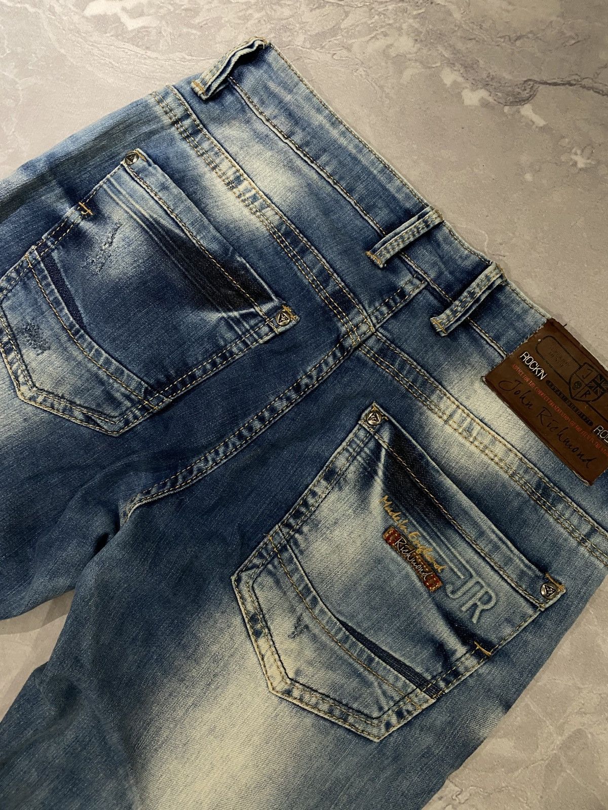 Japanese Brand Vintage Slim Fit Patchwork Distressed Jeans Y2K Size US 32 / EU 48 - 7 Thumbnail