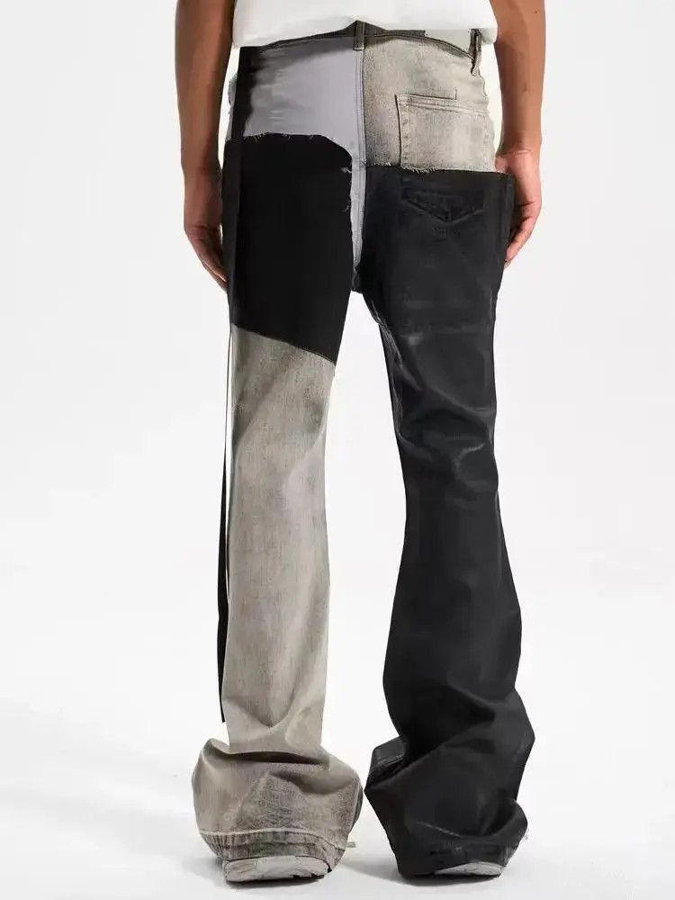 Japanese Brand High street patchwork contrast coated waxed bootcut jeans Size US 32 / EU 48 - 2 Thumbnail