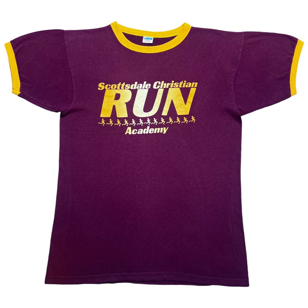 Champion × Vintage 1970s Scottsdale Christian Academy Run Blue Bar Champion Tee Size US L / EU 52-54 / 3 - 1 Thumbnail