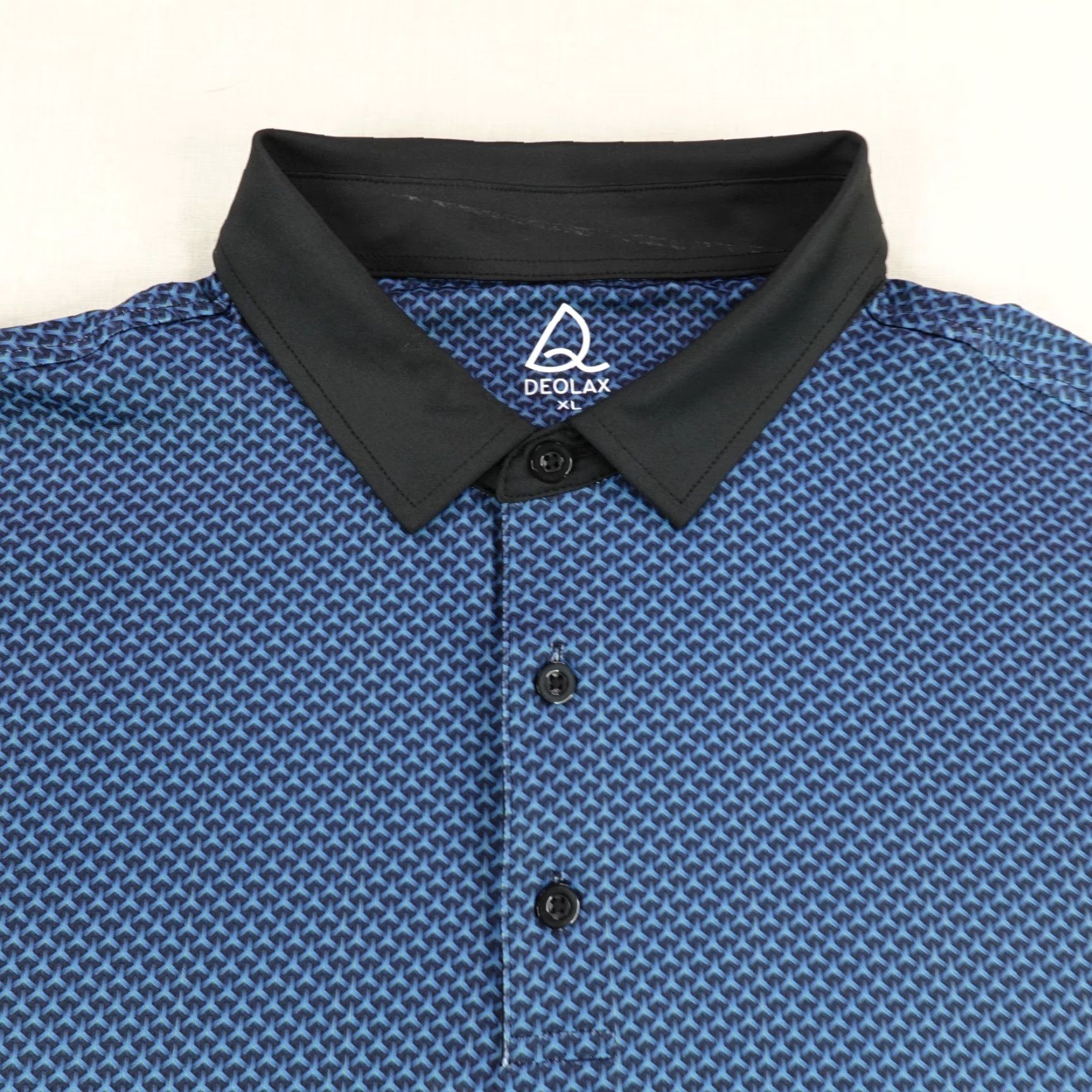 Vintage Deolax Polo Shirt Mens XL Blue Geometric Abstract Performance Flex Golf Golfer Size US XL / EU 56 / 4 - 2 Thumbnail