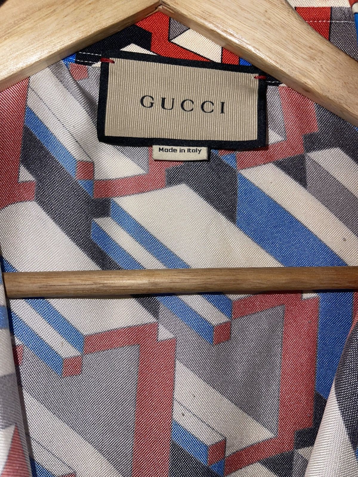 Gucci Brand-Pattern Relaxed-Fit Silk Shirt Size US XL / EU 56 / 4 - 3 Thumbnail