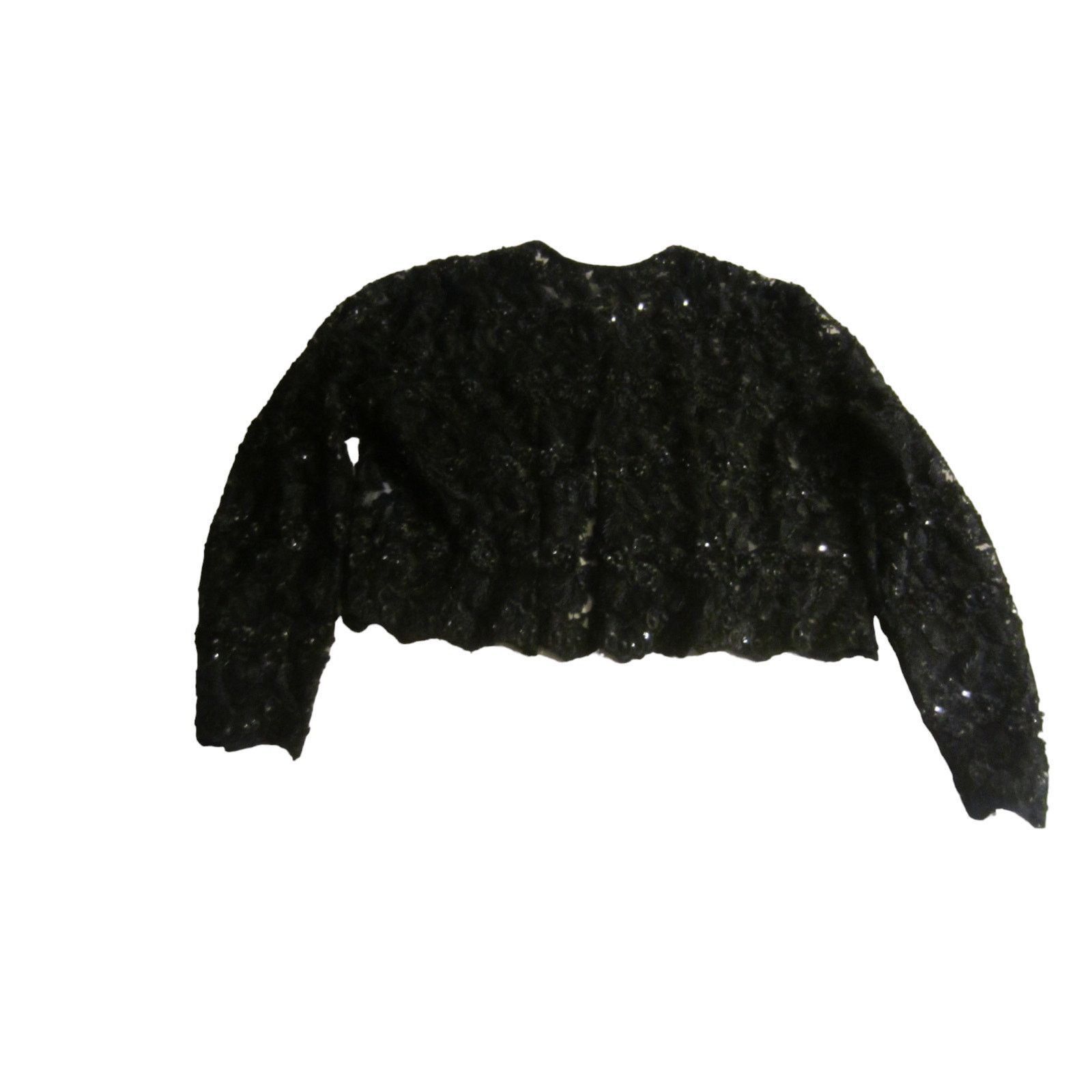 Other Vintage Inspired Black Sequin Lace Cropped Jacket KOI M Size M / US 6-8 / IT 42-44 - 7 Thumbnail