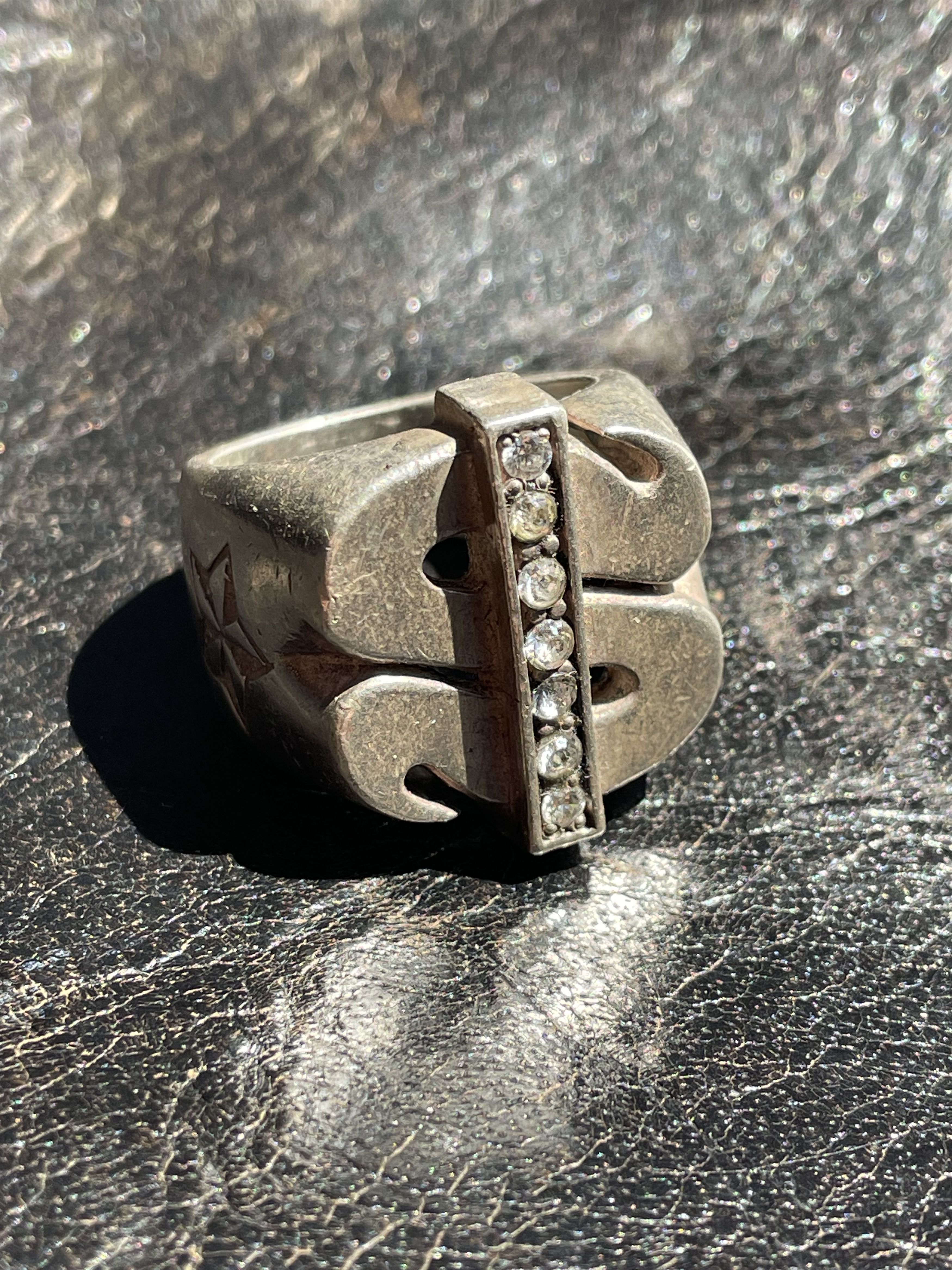 291295=Homme Rare Vintage 291295 Sterling Silver Dollar Sign Ring Size ONE SIZE - 1 Thumbnail