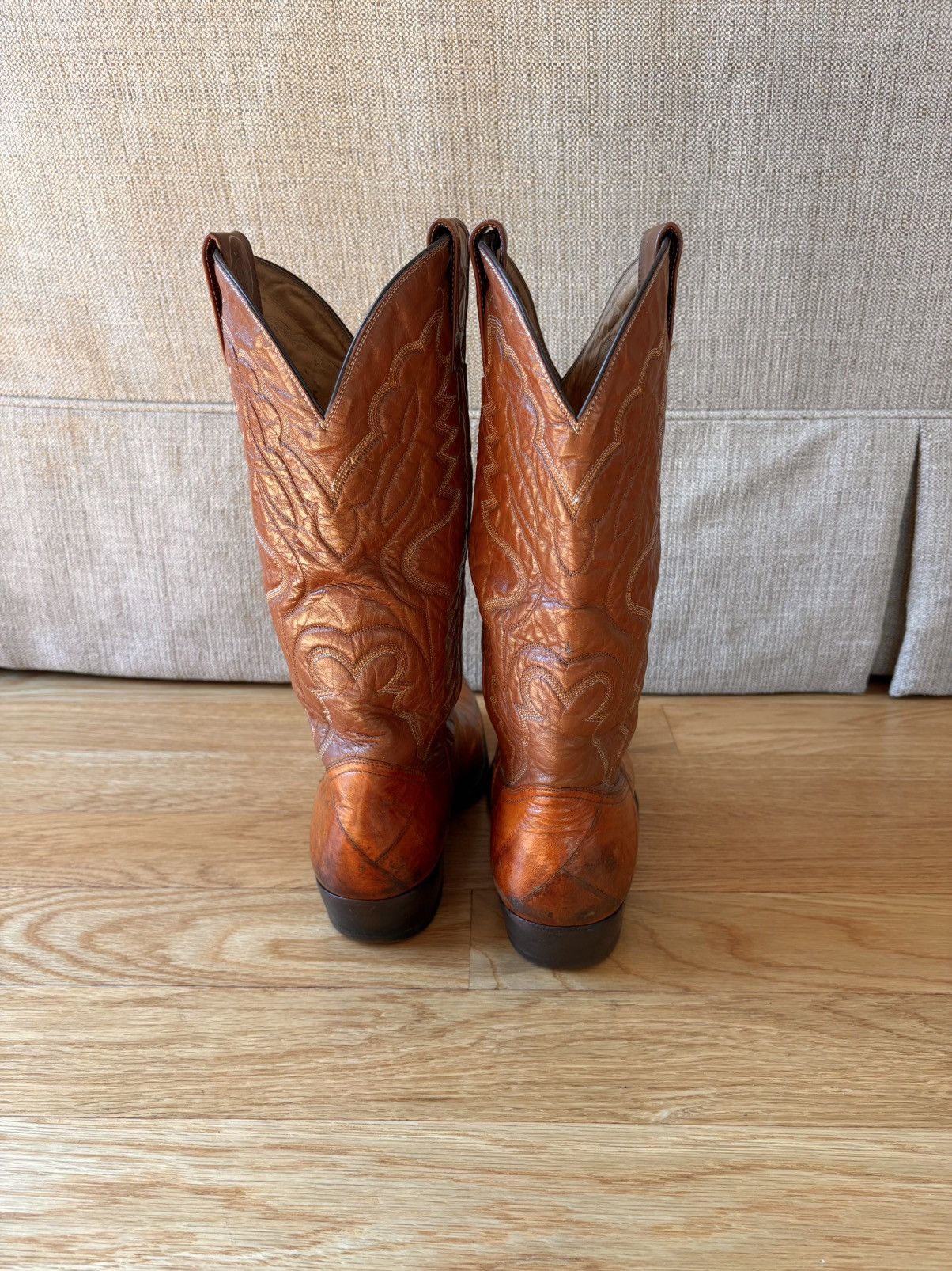 Other Montana Vintage 90s Eel Skin Cowboy Boots Tan Western 9 E Size US 9 / EU 42 - 3 Thumbnail