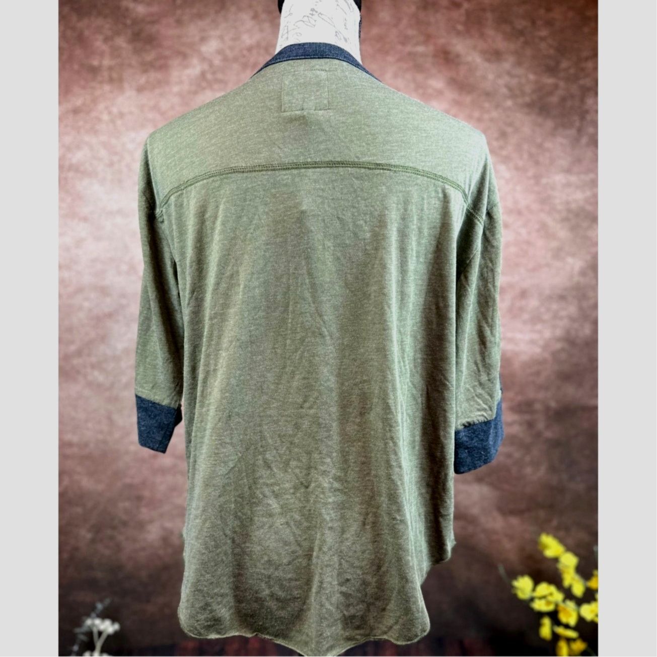Chaser Brand Chaser Round Neck 3/4 Sleeve Contrasting Trim Olive/Black M Size M / US 6-8 / IT 42-44 - 9 Thumbnail