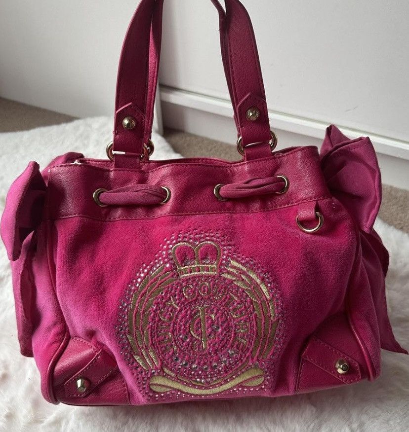 Juicy Couture HotHot Pink Daydreamer Velvet Satchel Bag #YHRU0615