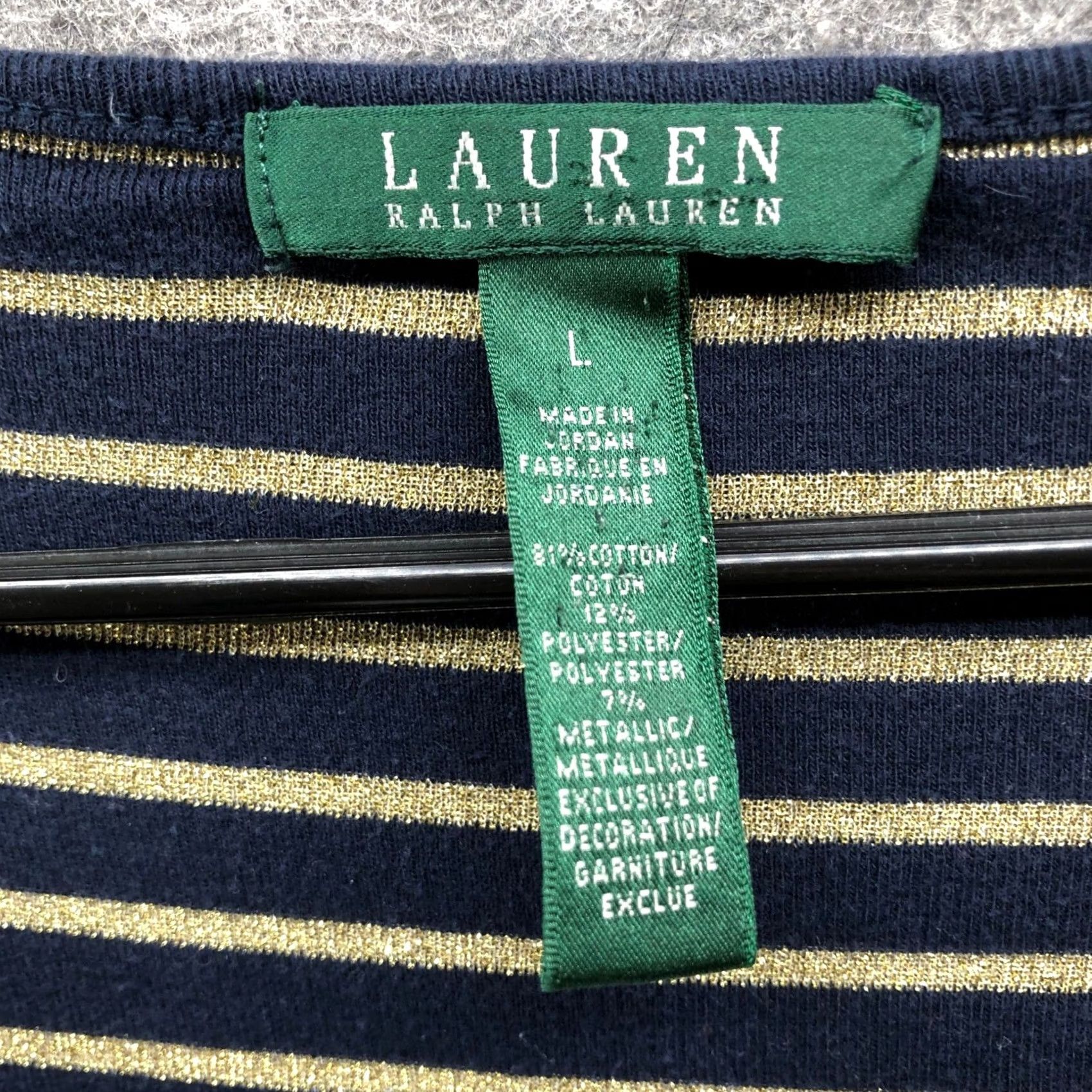 Ralph Lauren VINTAGE Lauren Ralph Lauren Henley Short Sleeve T Shirt Womens L Blue Gold Striped Size L / US 10 / IT 46 - 5 Thumbnail