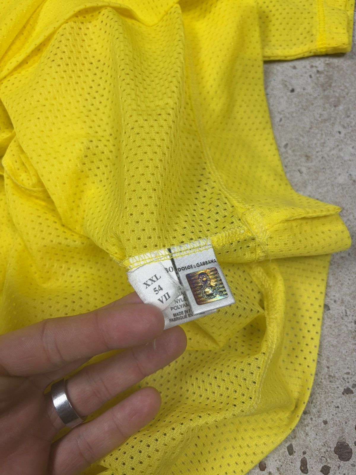 Dolce & Gabbana Vintage 90s Dolce & Gabbana Mare Yellow Surf Mesh T Shirt Size US XL / EU 56 / 4 - 5 Thumbnail