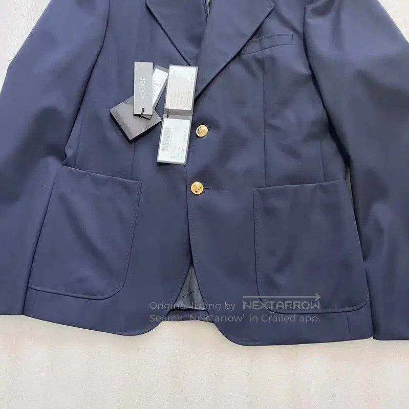 Versace Versace Men's Long Sleeve Navy Wool Blazer . Size US L / EU 52-54 / 3 - 3 Thumbnail
