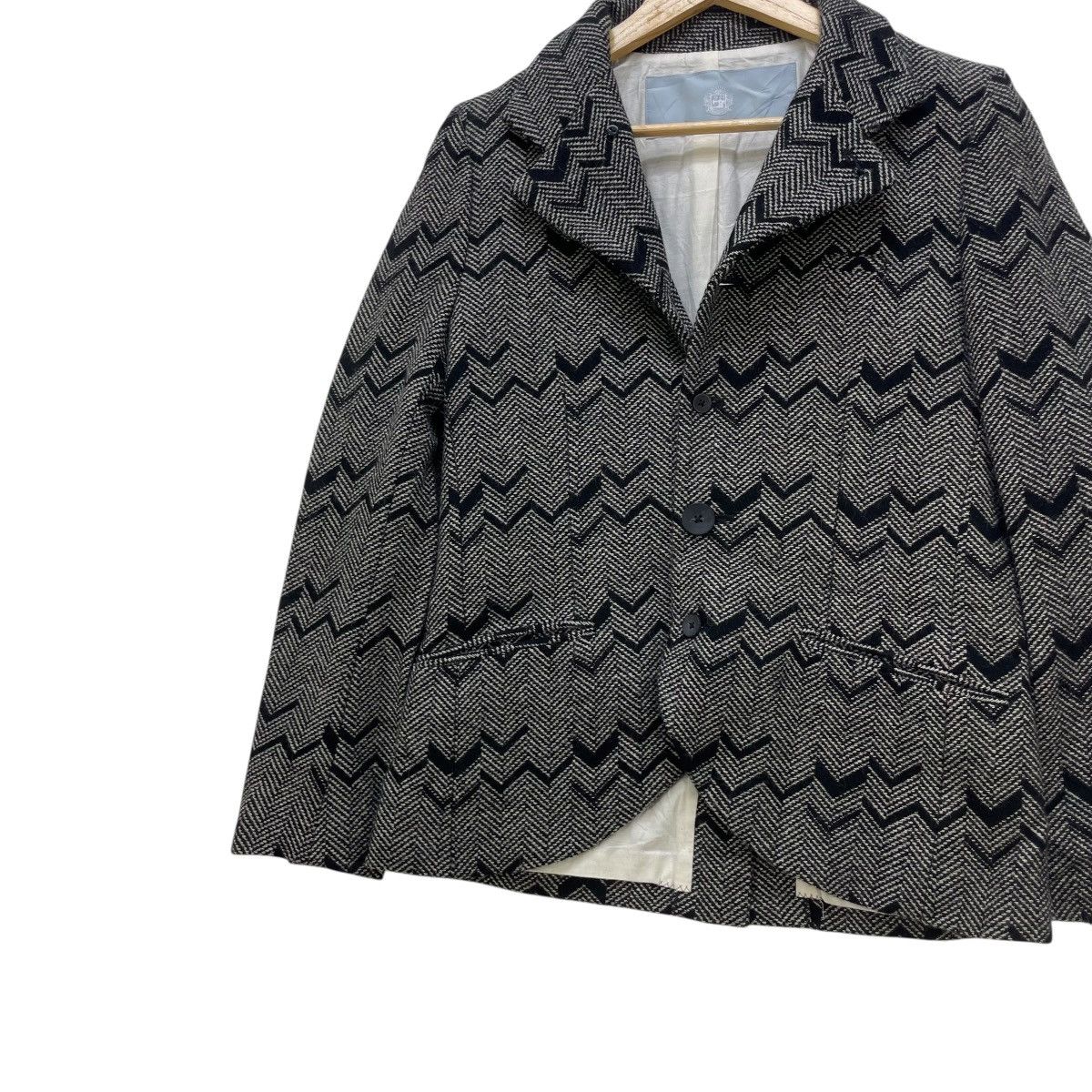 Yohji Yamamoto 💥Jacket By Dulcamara Herringbone V Pattern Wool Jacket Size M / US 6-8 / IT 42-44 - 5 Thumbnail