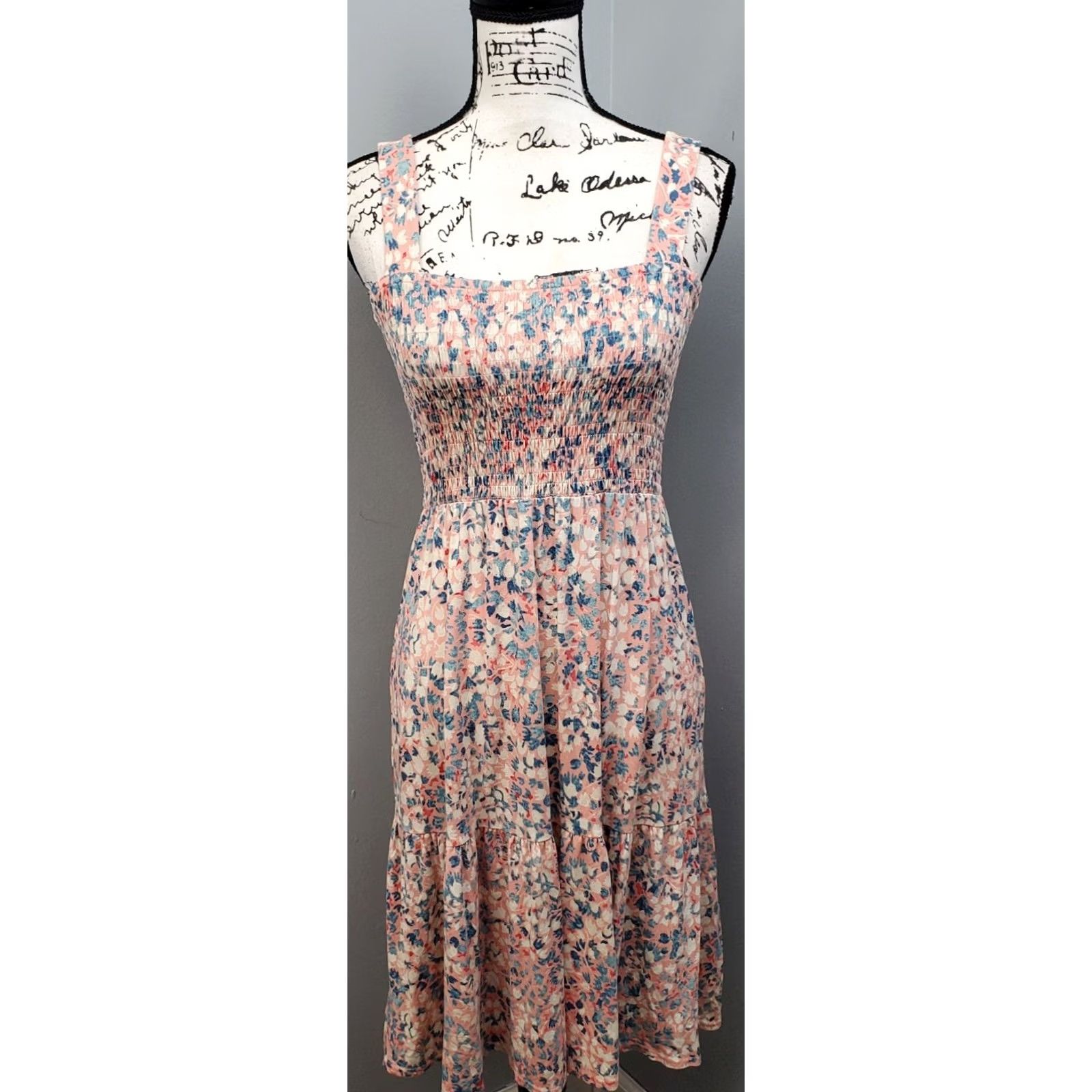 Loft LOFT Womens XS Multicolor Floral Tiered Dress Smocked Chest Wide Straps Backless Size XS / US 0-2 / IT 36-38 - 2 Thumbnail
