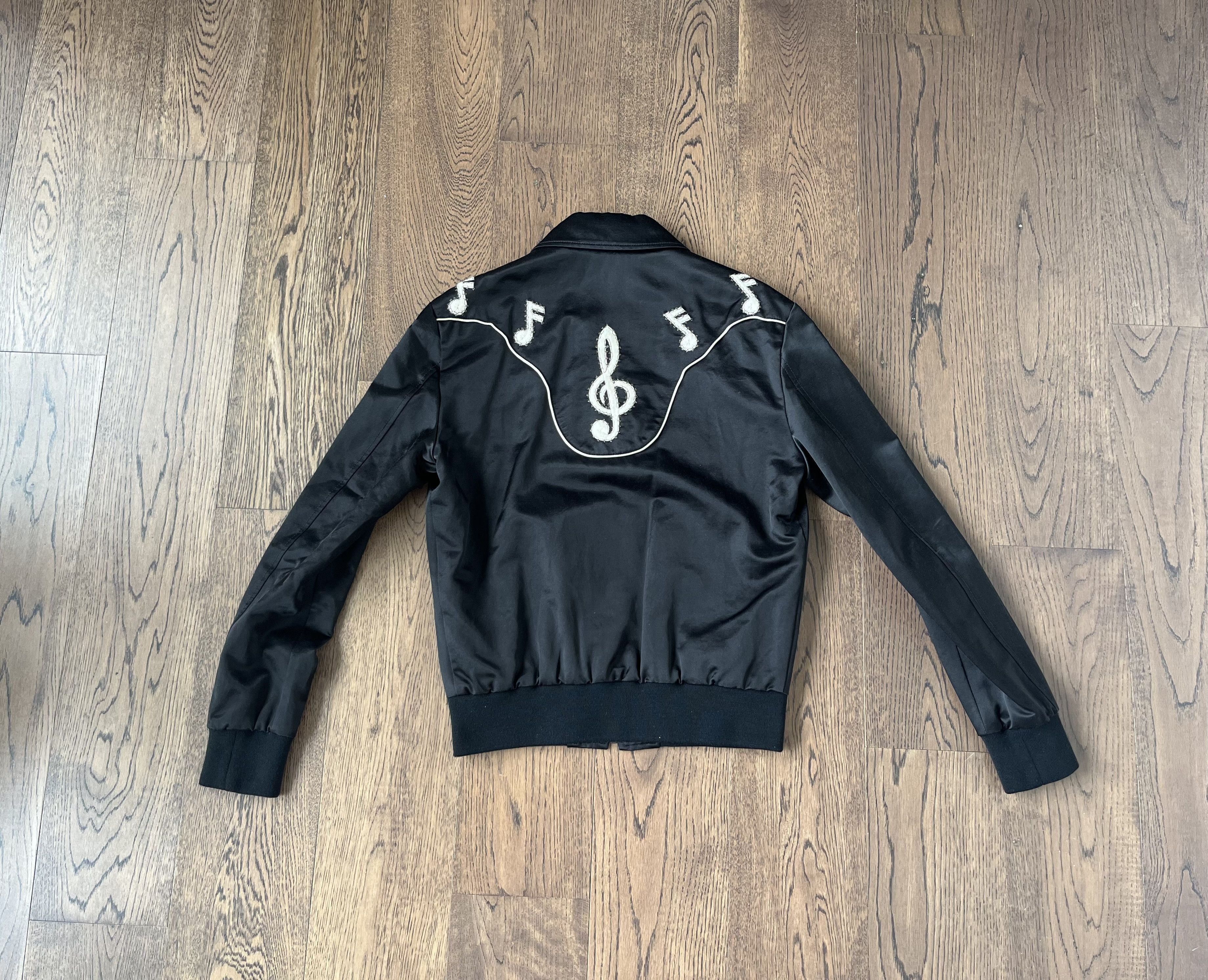 Saint Laurent Paris Hedi Slimane Music Note Bomber Jacket XS