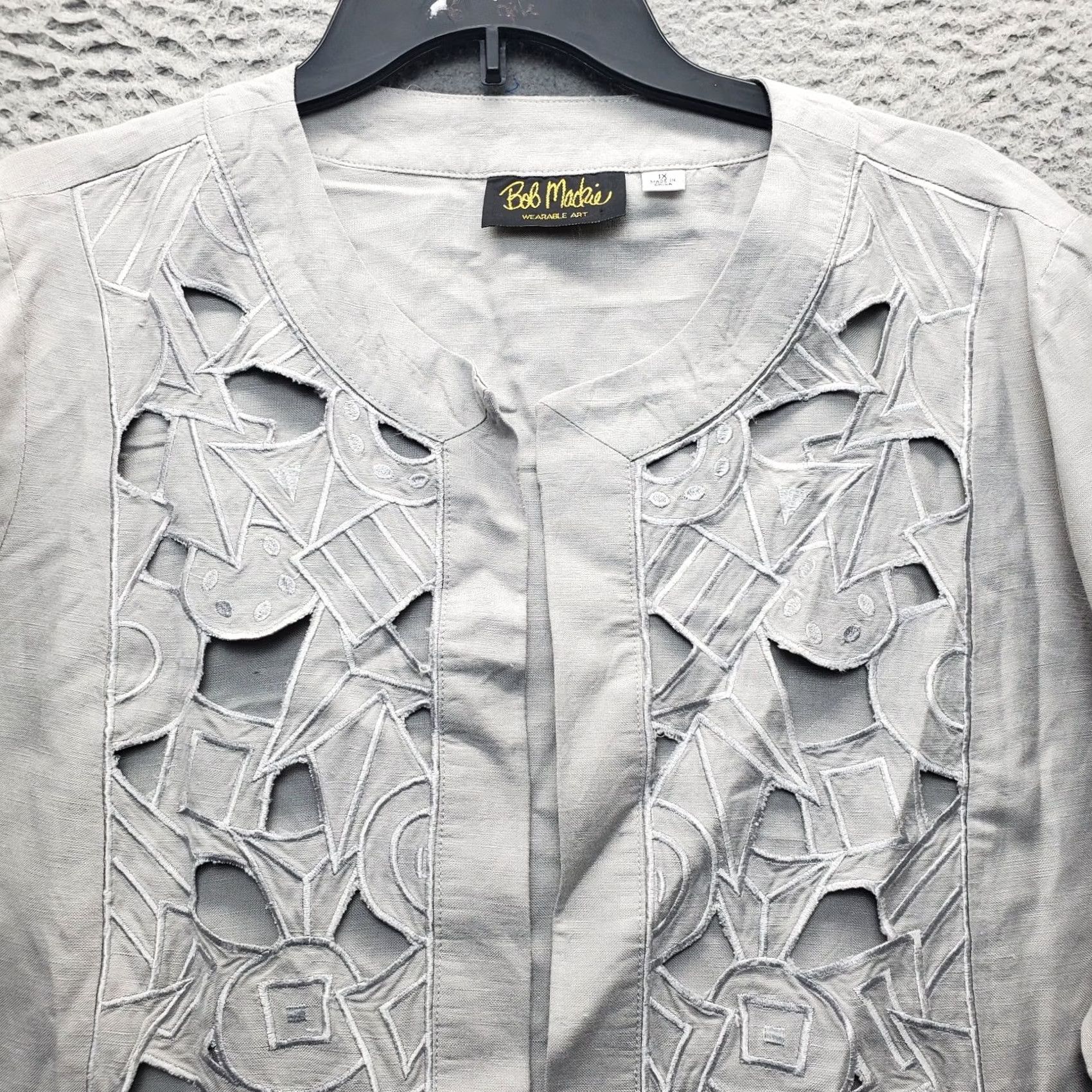 Bob Mackie Mackie Bob Mackie Wearable Art Cardigan Jacket Womens 1X Gray Cutout Slit Open Front Size Womens 1X Gray Jacket Women Size XL / US 12-14 / IT 48-50 - 6 Thumbnail