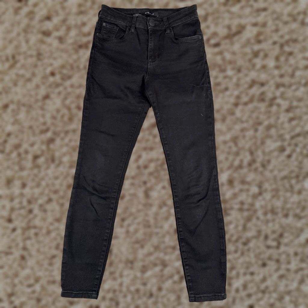 Vintage STS Blue Jeans Women Slim Black 25x26 Adult Regular Ankle Cotton Denim 5-Pocket 26" Inseam Mens? Size 42" / US 20 - 1 Thumbnail