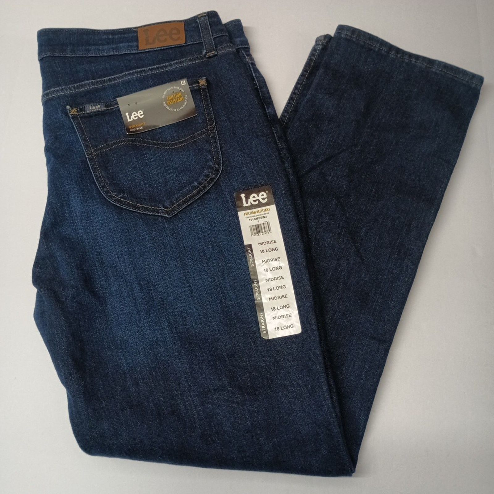 Lee Lee Straight Jeans Women's 18 Long Size 38x31 Blue Mid Rise Size 40" / US 18 - 1 Thumbnail
