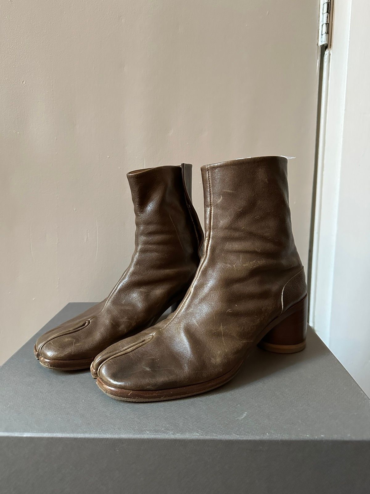 Pre-owned Maison Margiela Margiela Tabi Heel Shoesed Boots In Brown