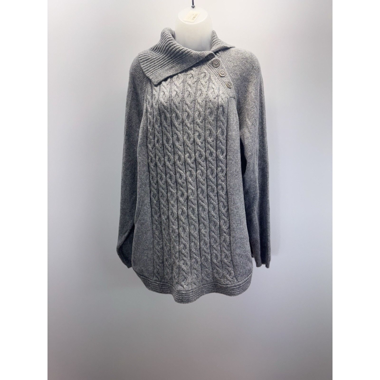 Croft & Barrow CROFT & BARROW Women’s Gray Slit Mock Neck Button Collar XL Size XL / US 12-14 / IT 48-50 - 1 Thumbnail