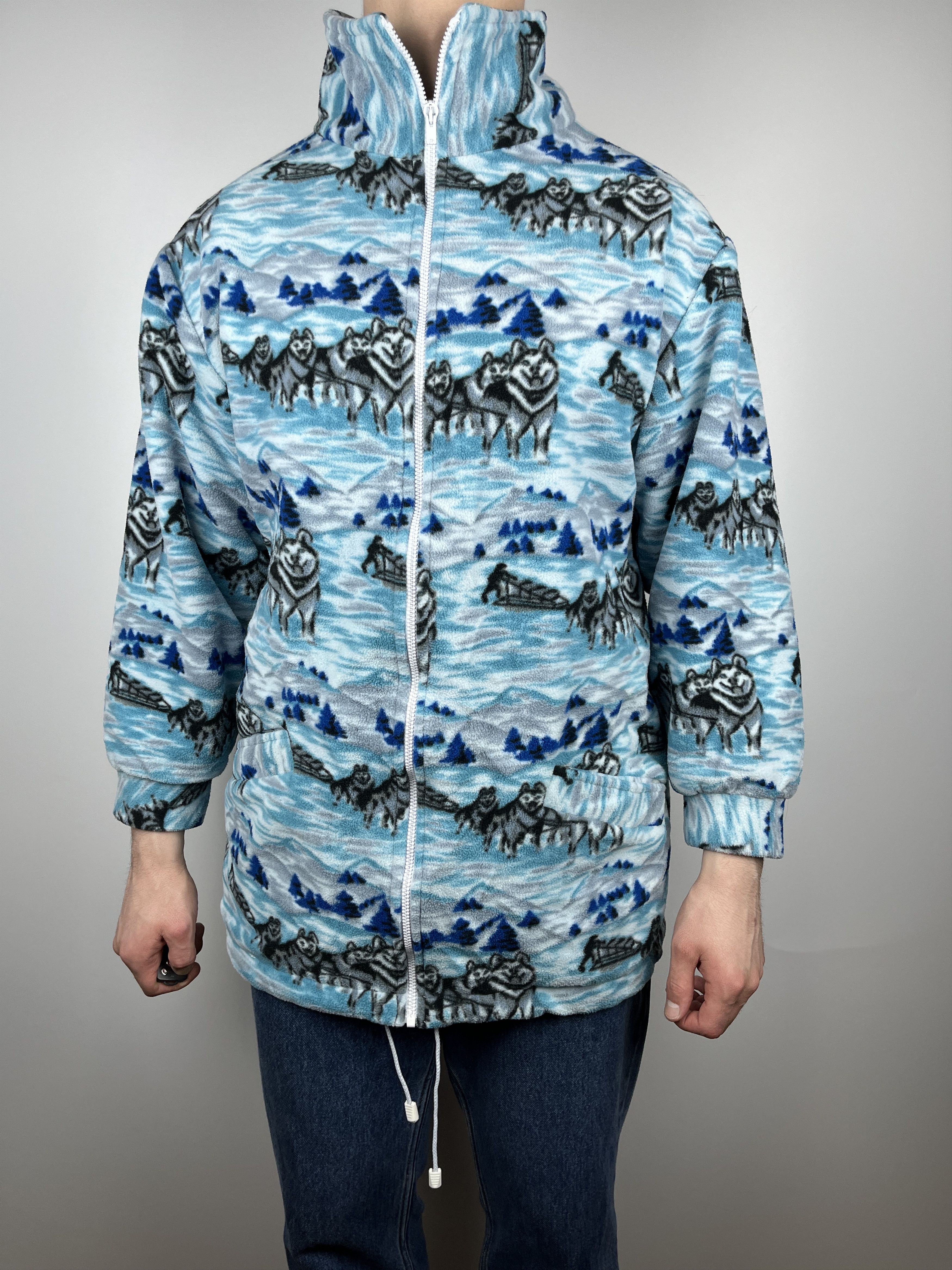 Vintage Husky Mountain Winter Pattern Ski Full Zip Fleece Jacket Size US S / EU 44-46 / 1 - 1 Thumbnail