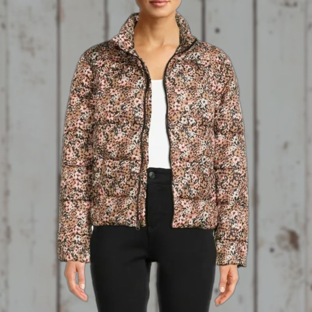Vintage Time and Tru Time and Tru Women's Mid Weight Pink Ditsy Floral Puffer Jacket Plus Size XL Size XL / US 12-14 / IT 48-50 - 1 Thumbnail