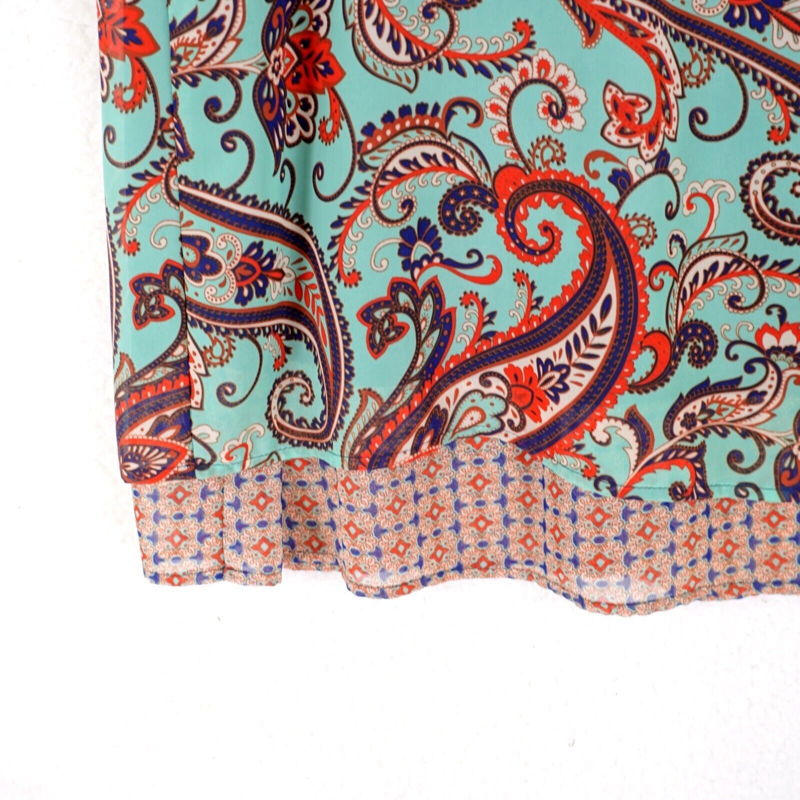 Vintage Perseption Concept Medium Teal Blue Red Paisley Spaghetti St Size M / US 6-8 / IT 42-44 - 2 Thumbnail