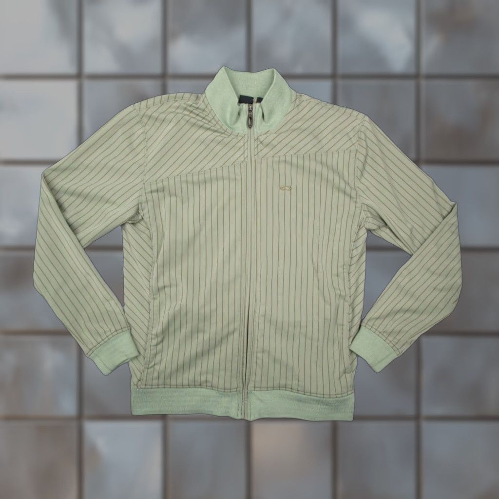 Oakley Oakley Mens Medium Green Striped Full Zip Track Jacket Embroidered Logo Pocket Windbreaker City 90s Classic Outdoor Sports Size US M / EU 48-50 / 2 - 1 Thumbnail