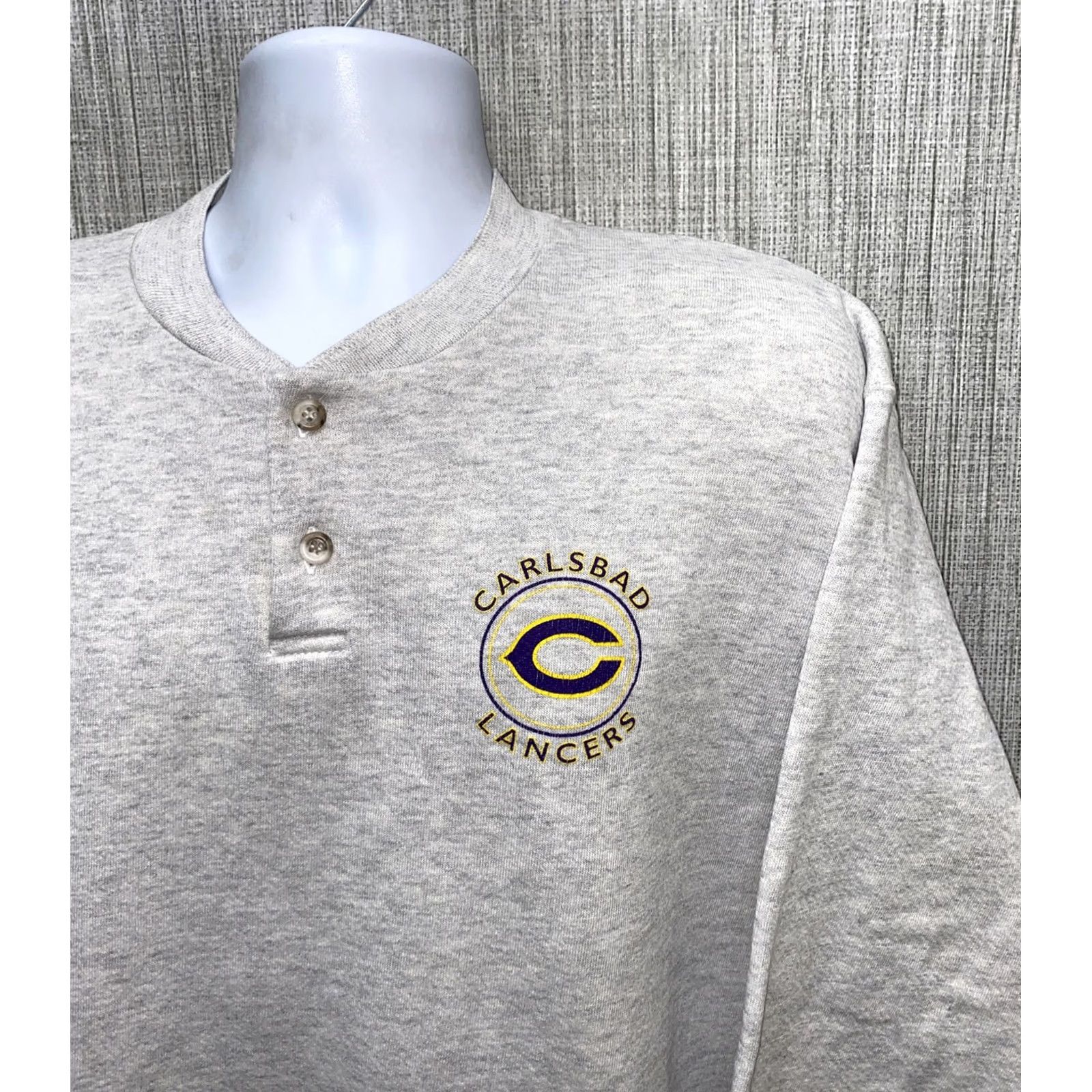 Vintage College House Sweatshirt Henley Shirt Mens L Gray Cotton Blend USA Made LANCERS Size US L / EU 52-54 / 3 - 2 Thumbnail