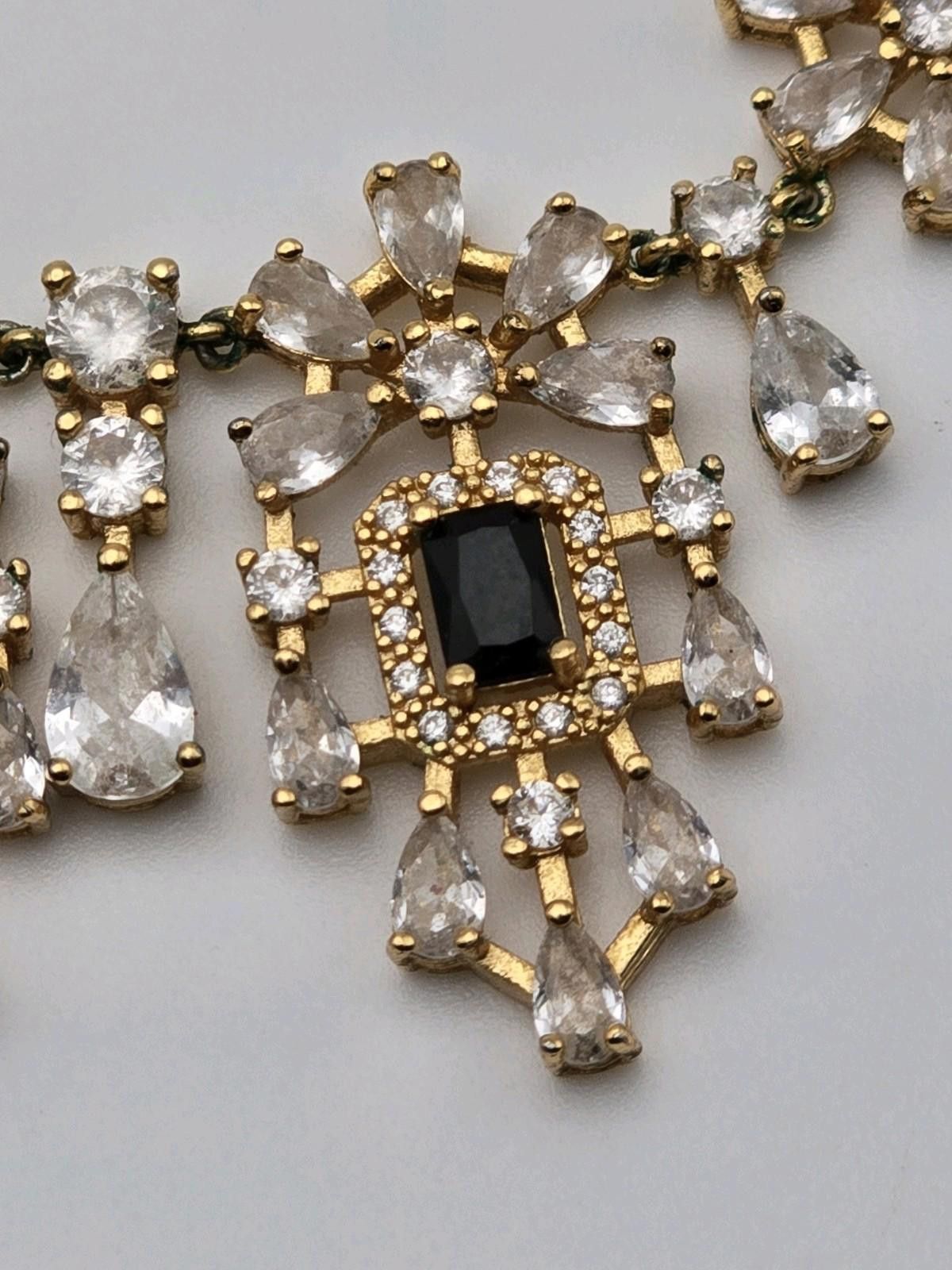 The Unbranded Brand Dramatic Vintage Vermeil CZ Necklace, Earring Ring Set 925 Size ONE SIZE - 8 Thumbnail