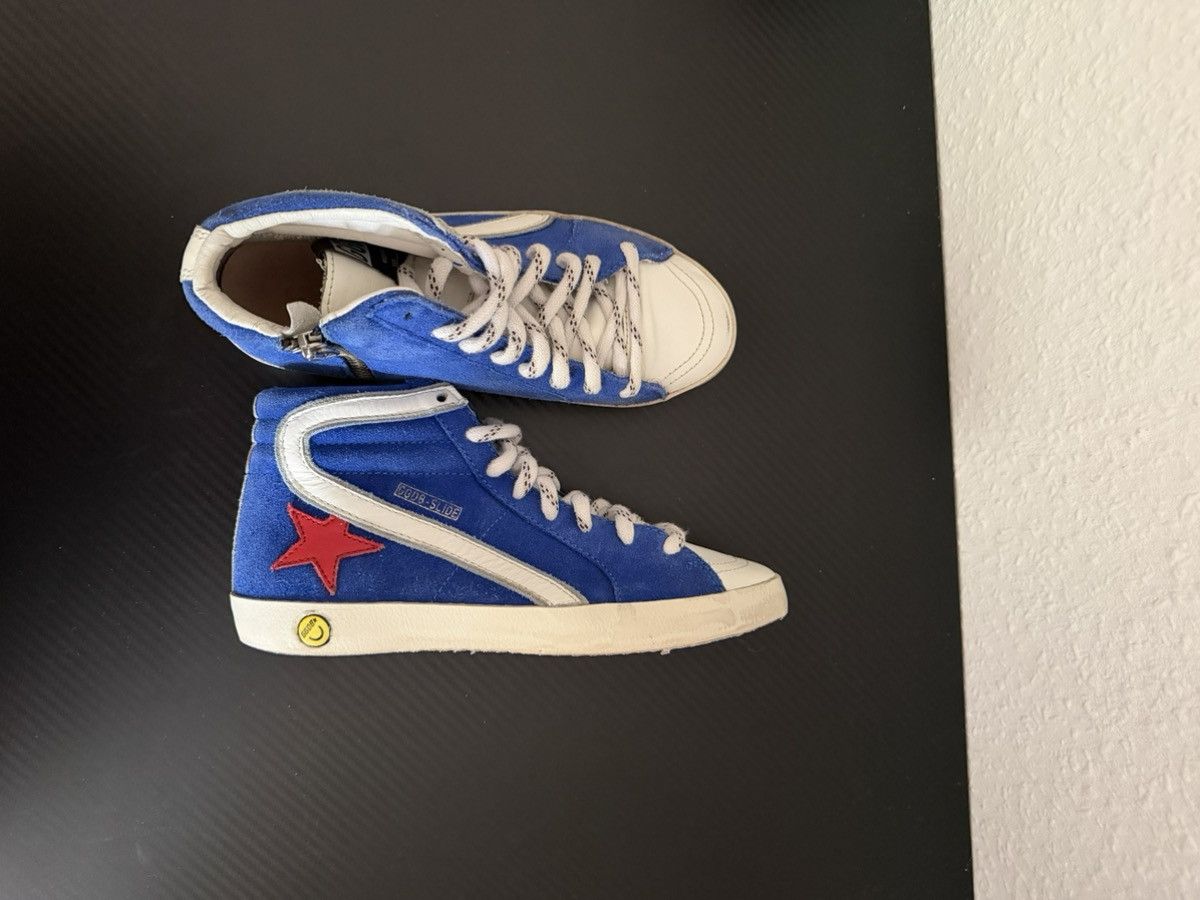 Golden Goose Golden Goose Slide High Top Sneakers Blue/White Red Star Size US 4 / IT 34 - 1 Thumbnail