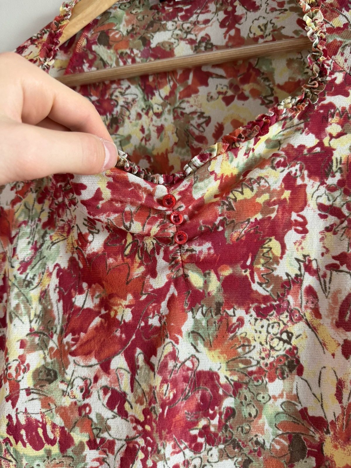 Kenzo Kenzo Floral Sheer Ruffle Top Size XL / US 12-14 / IT 48-50 - 4 Thumbnail